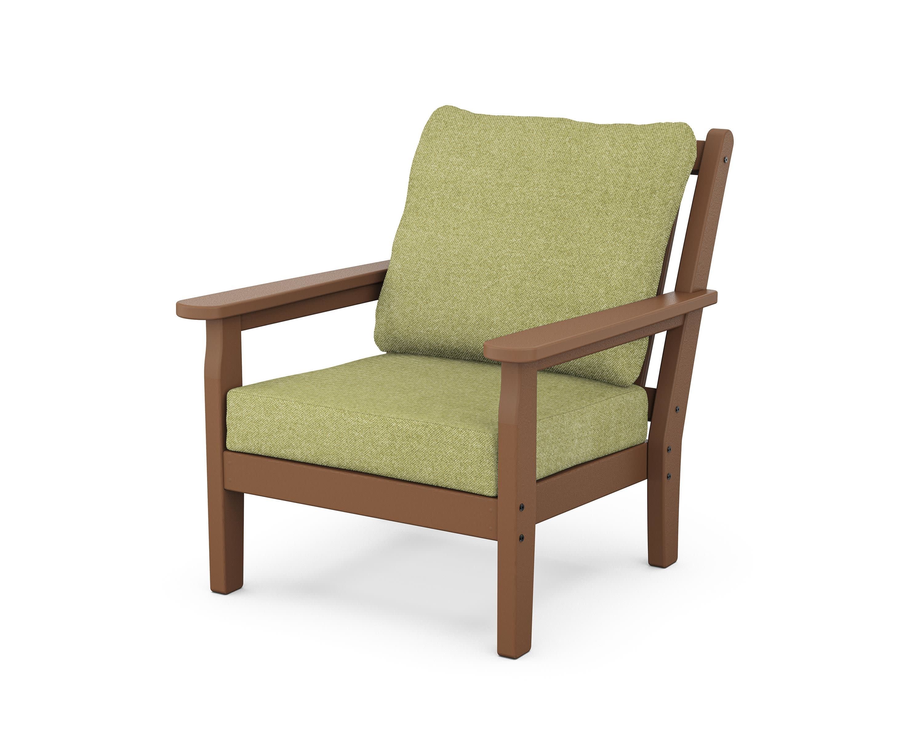 Chippendale Deep Seating Chair in Teak / Chartreuse Boucle