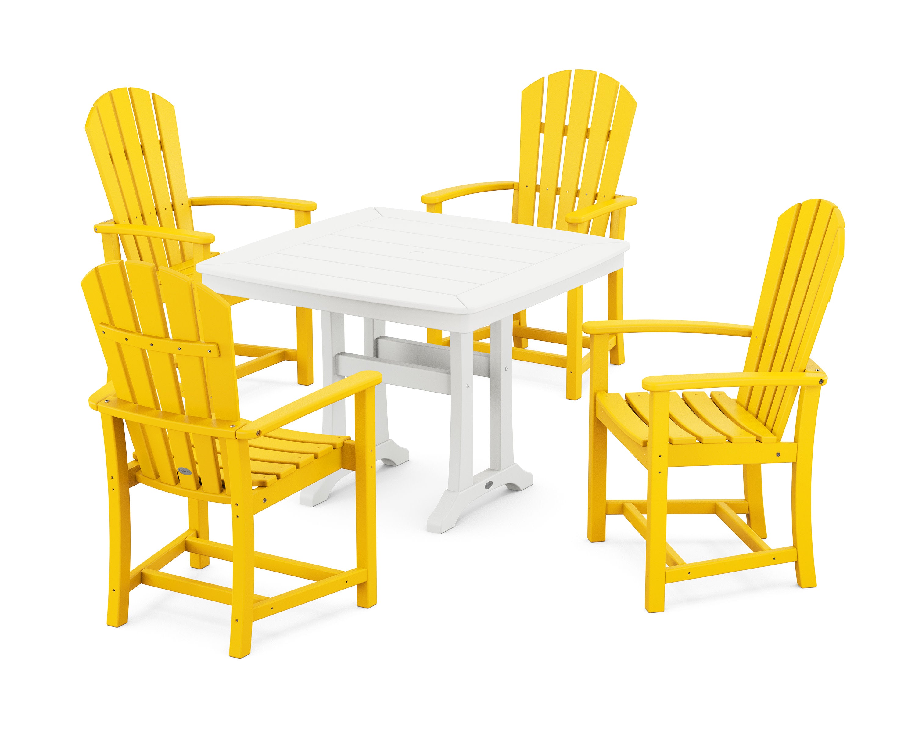 Palm Coast 5-Piece Dining Set with Trestle Legs in Lemon / White