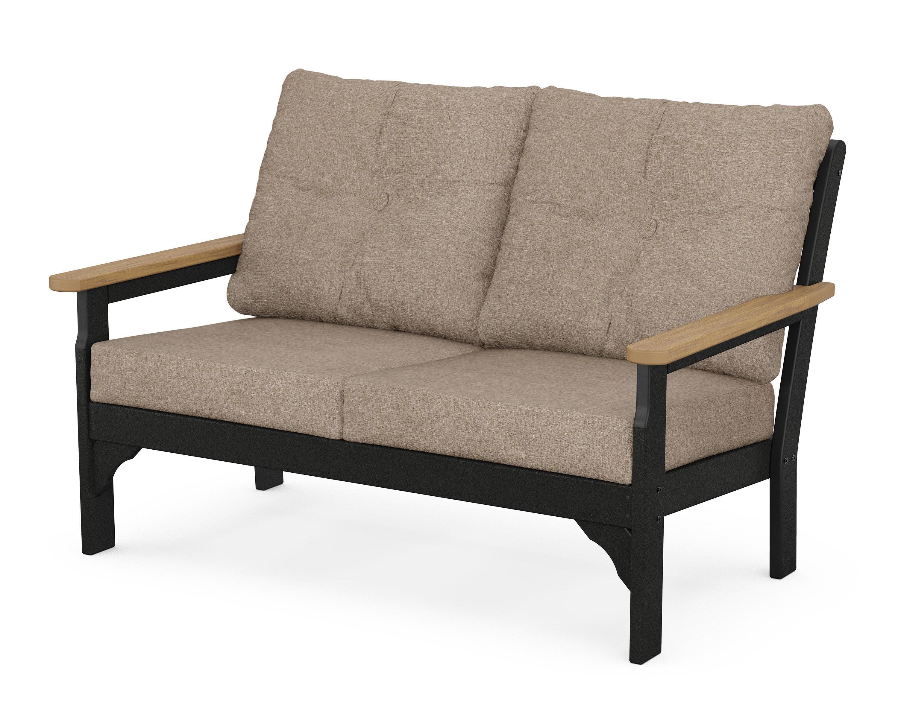 Vineyard Deep Seating Loveseat in Black / Natural / Spiced Burlap