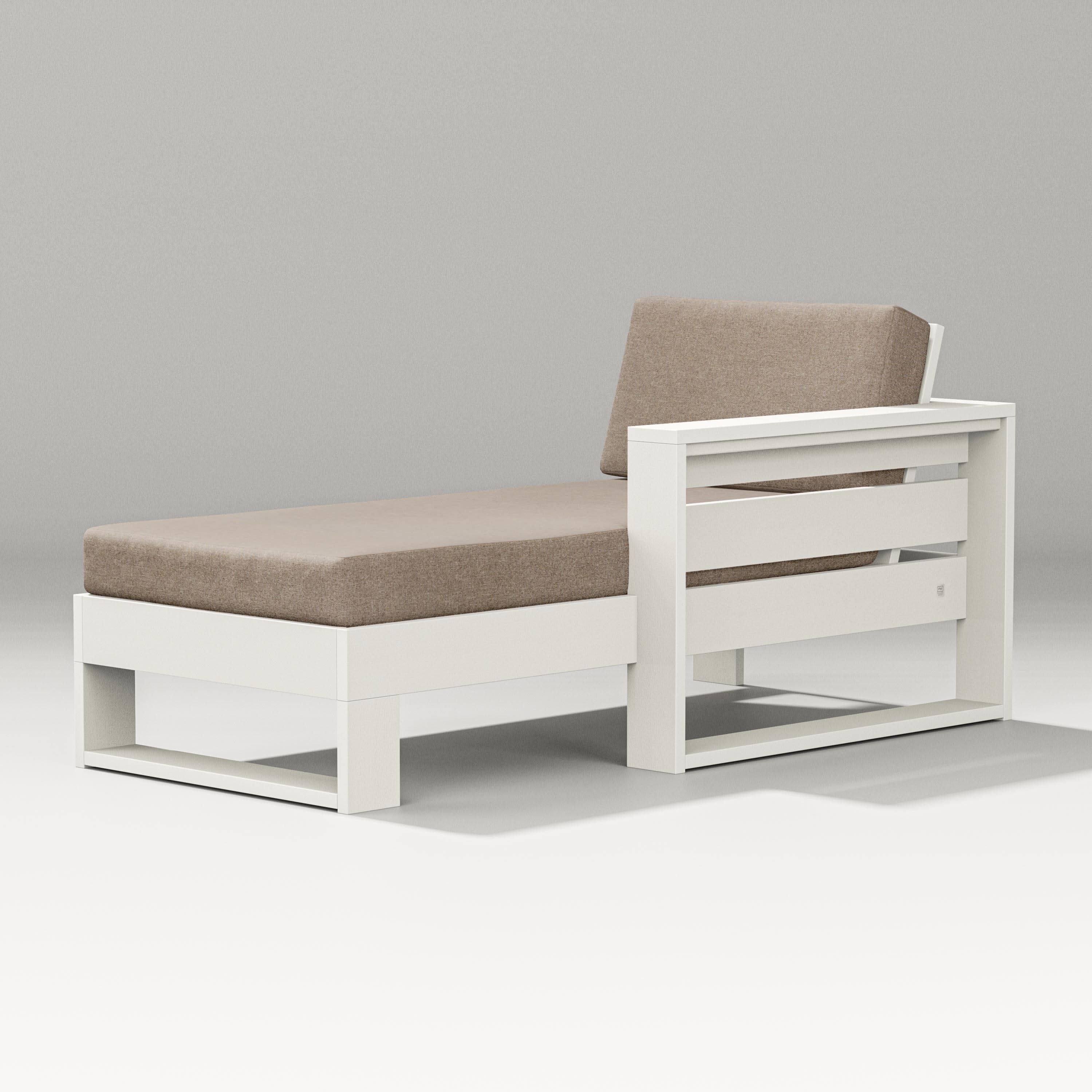 Latitude Modular Right Arm Chaise in Vintage White / Spiced Burlap