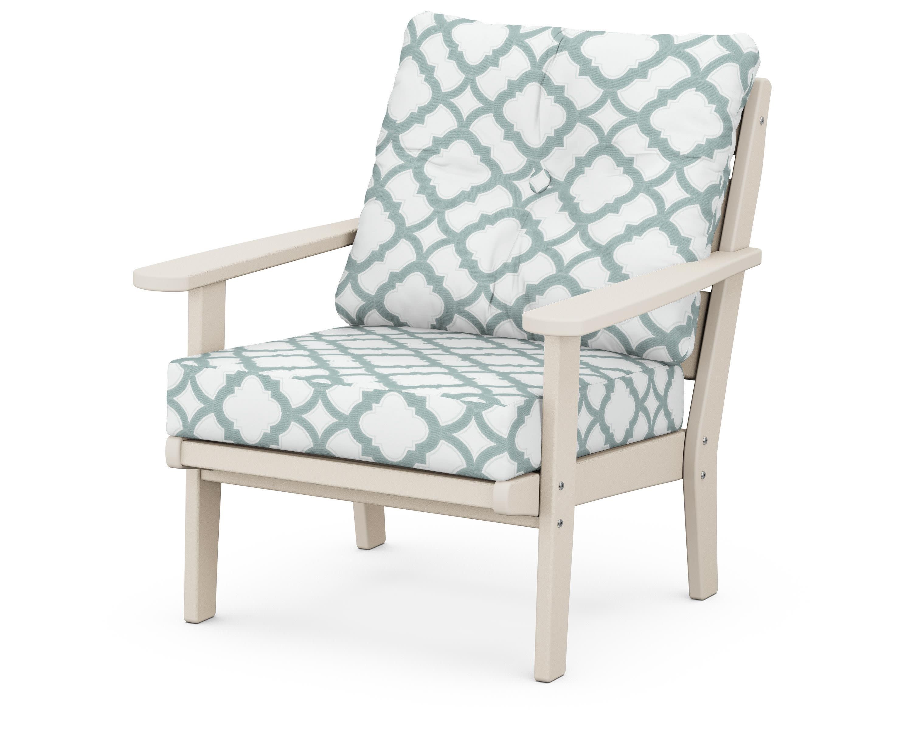 Lakeside Deep Seating Chair in Sand / Trellis Glacier Spa