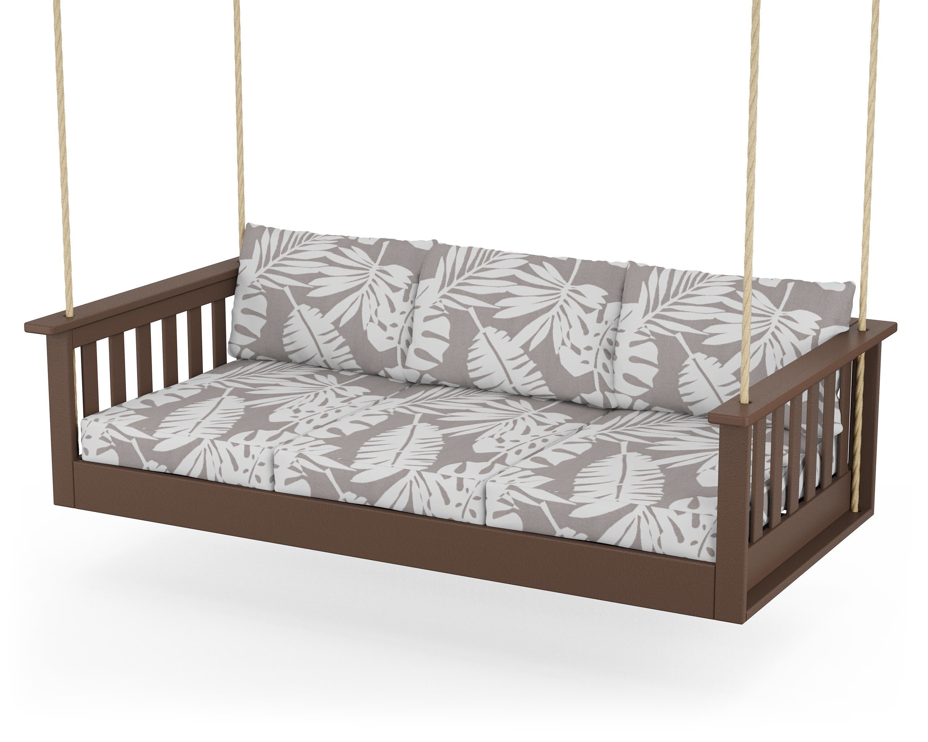 Vineyard Daybed Swing in Mahogany / Leaf Grey Mist