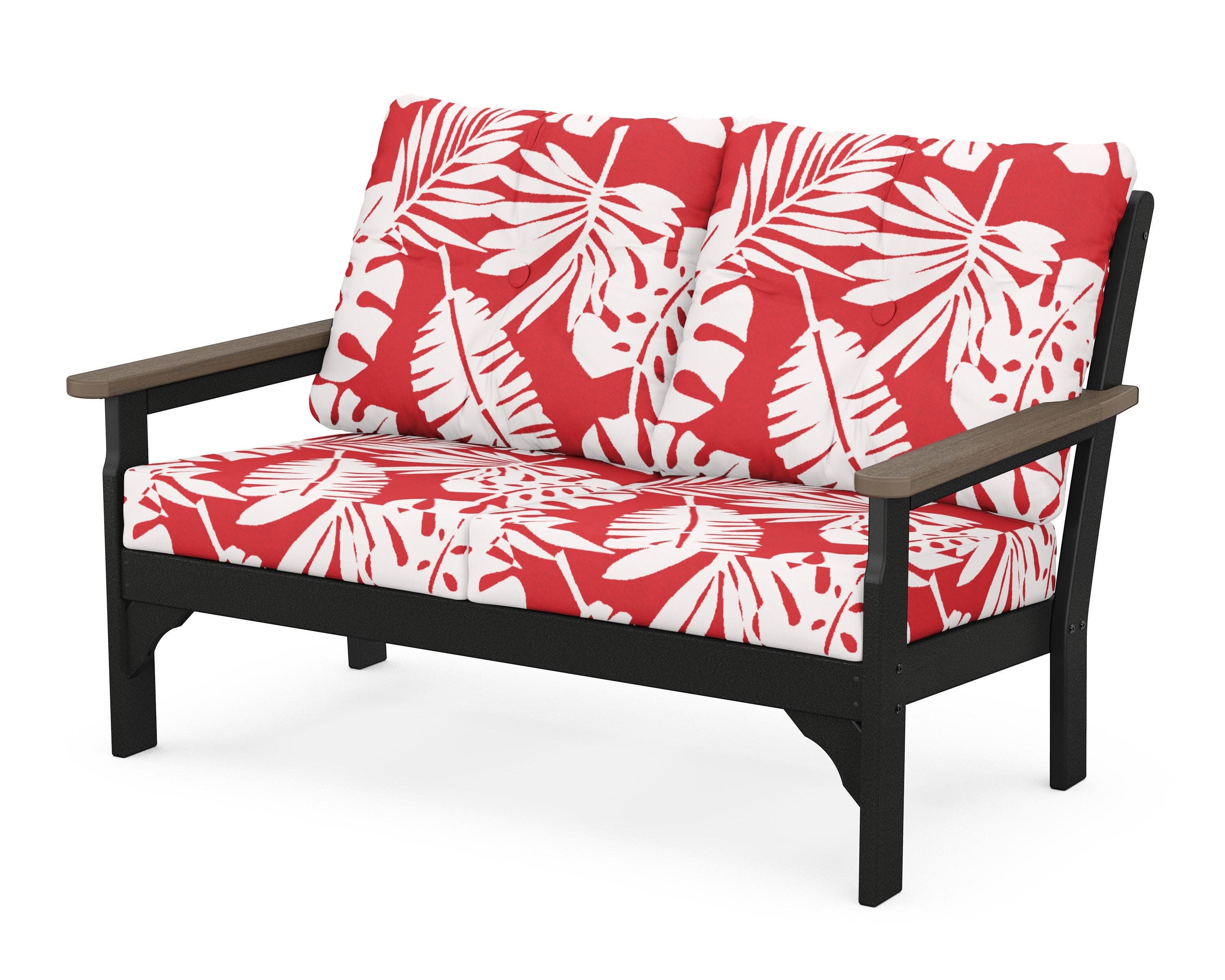 Vineyard Deep Seating Loveseat in Black / Kona / Leaf Crimson