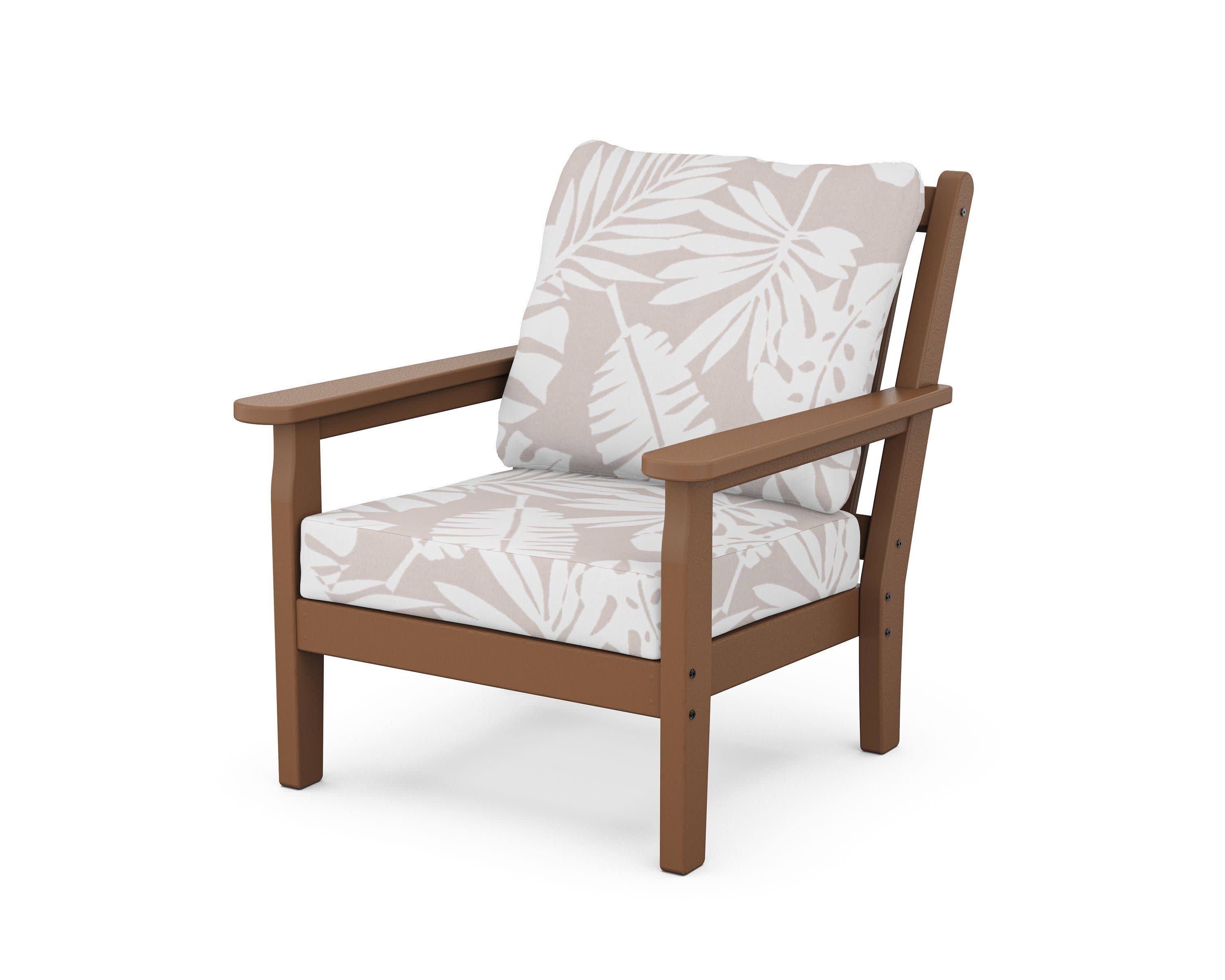 Chippendale Deep Seating Chair in Teak / Leaf Dune Burlap