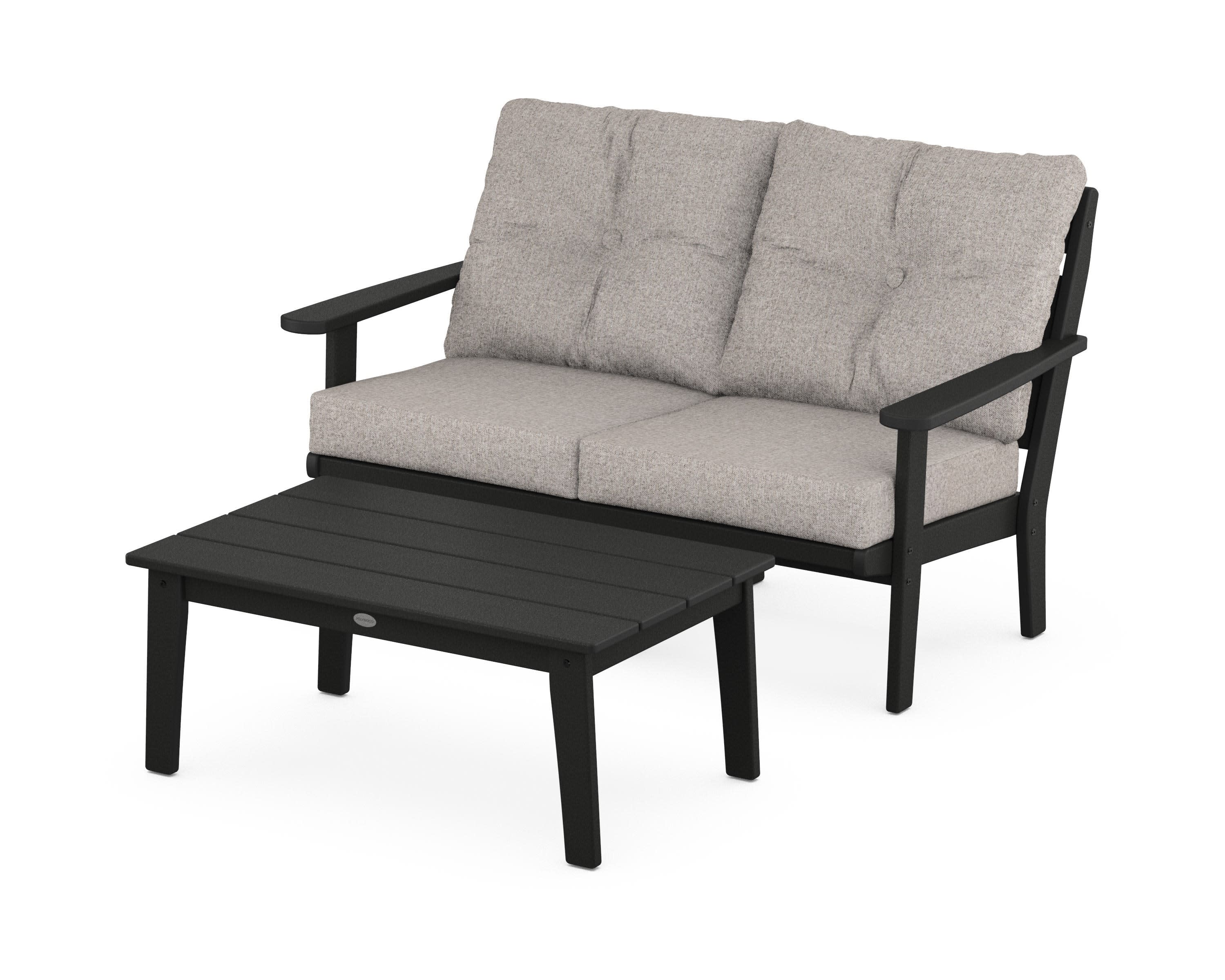 Lakeside 2-Piece Lounge Loveseat Set in Black / Weathered Tweed