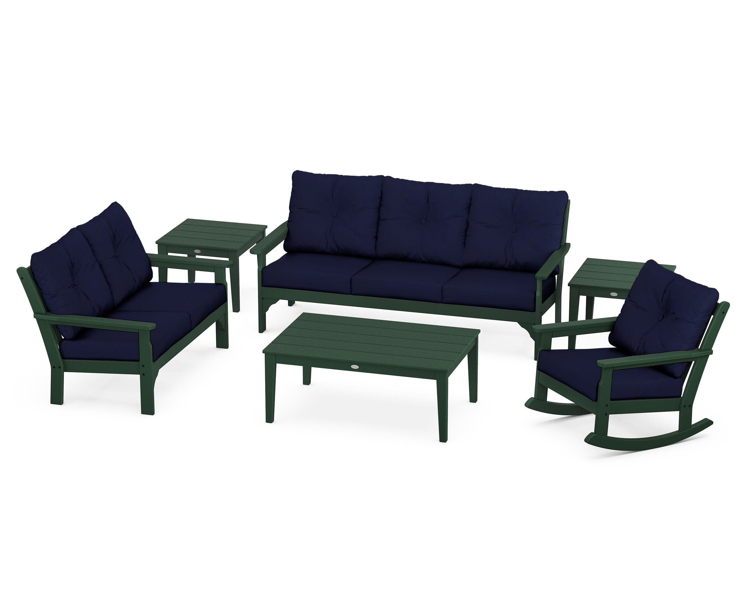 Vineyard 6-Piece Deep Seating Set in Green / Navy
