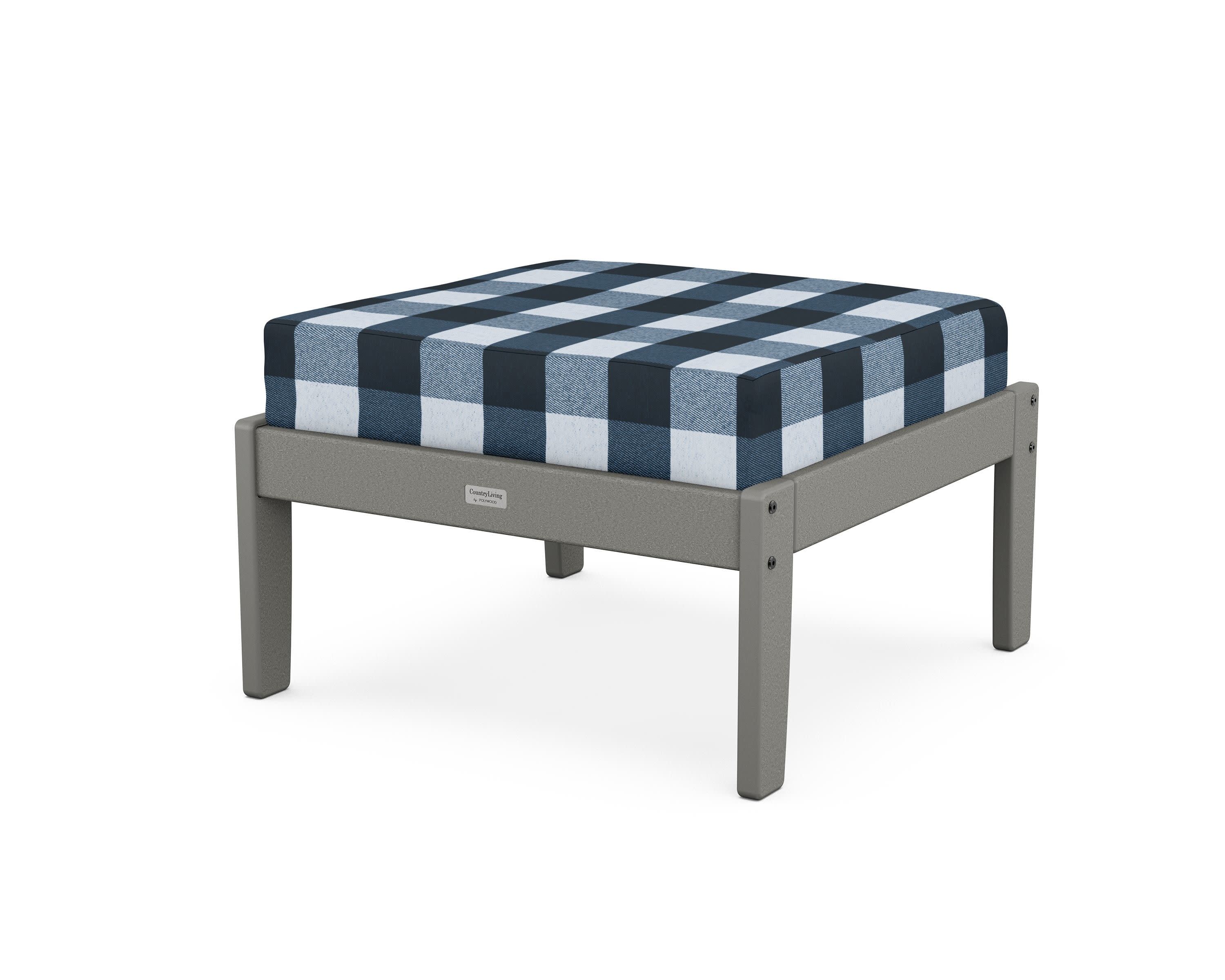 Cottage Deep Seating Ottoman in Slate Grey / Buffalo Plaid Marine Indigo