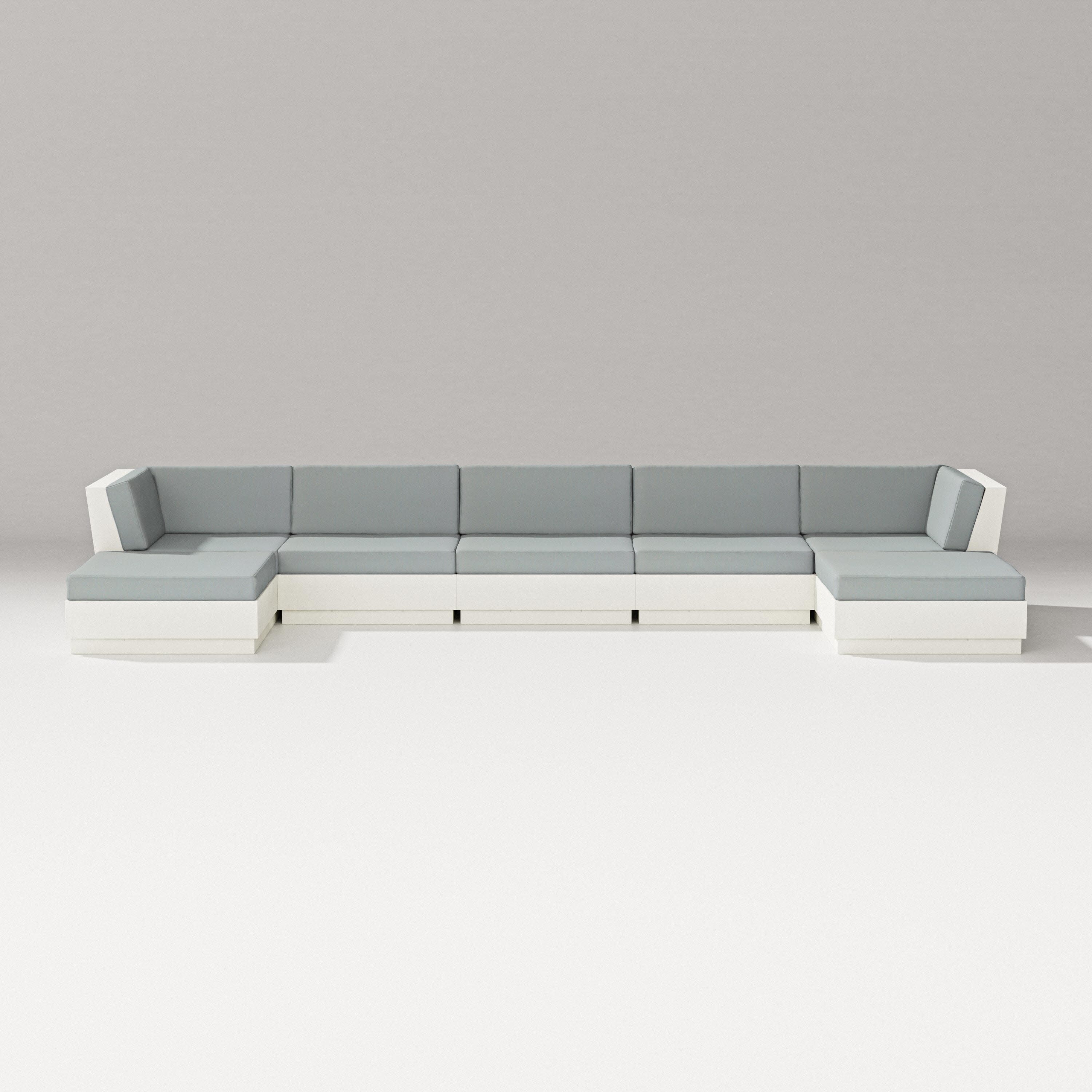 Elevate 7-Piece Double Chaise Sectional in Vintage White / Spa