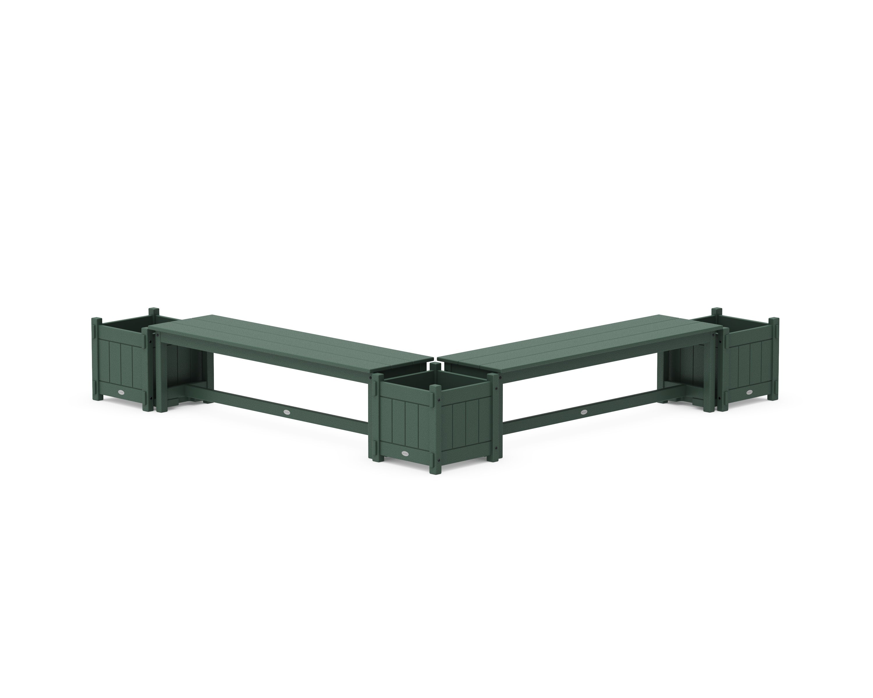 60" Vineyard L- Shaped Planter Bench Corner Set in Green