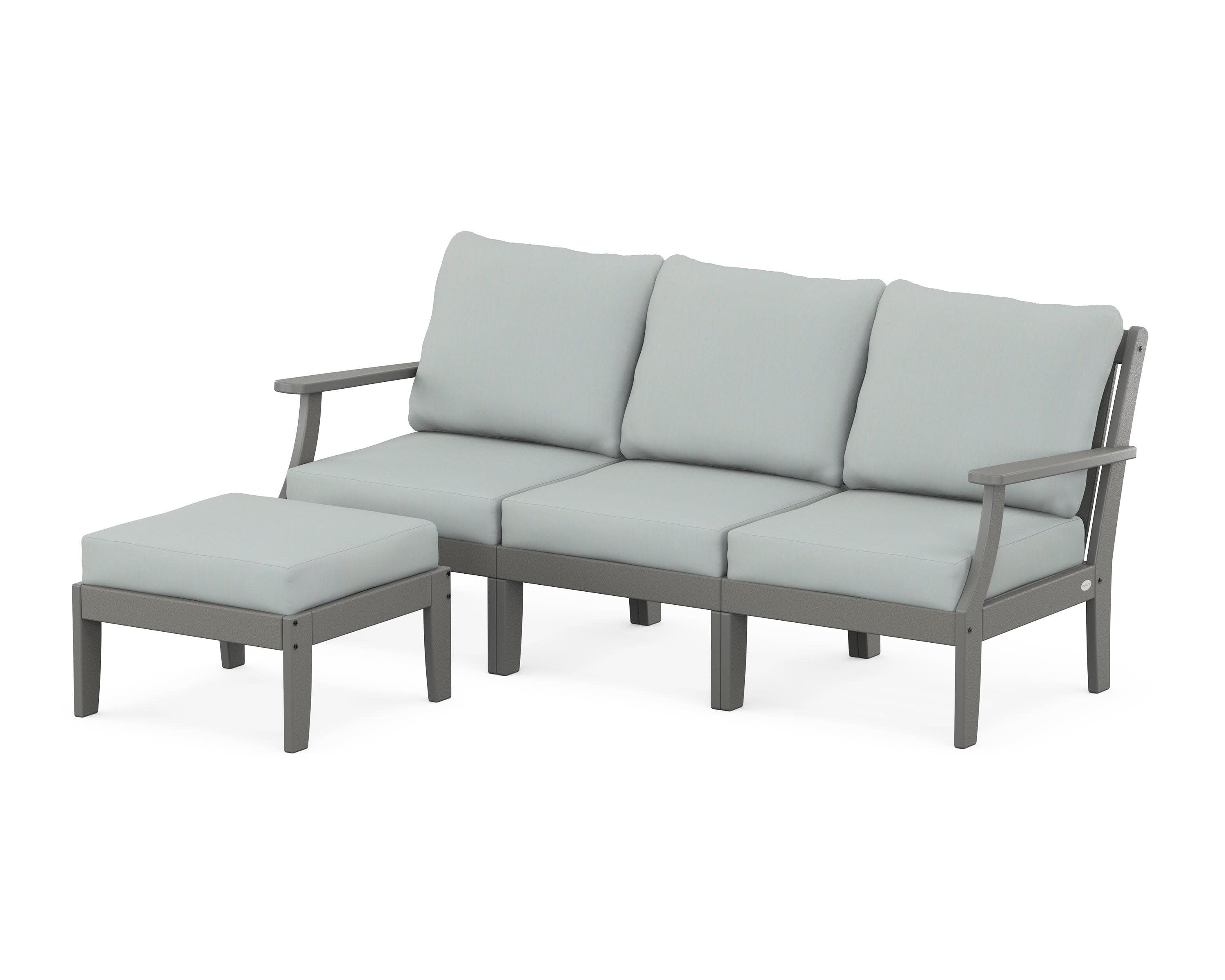 Braxton Modular 4-Piece Deep Seating Set with Ottoman in Slate Grey / Spa