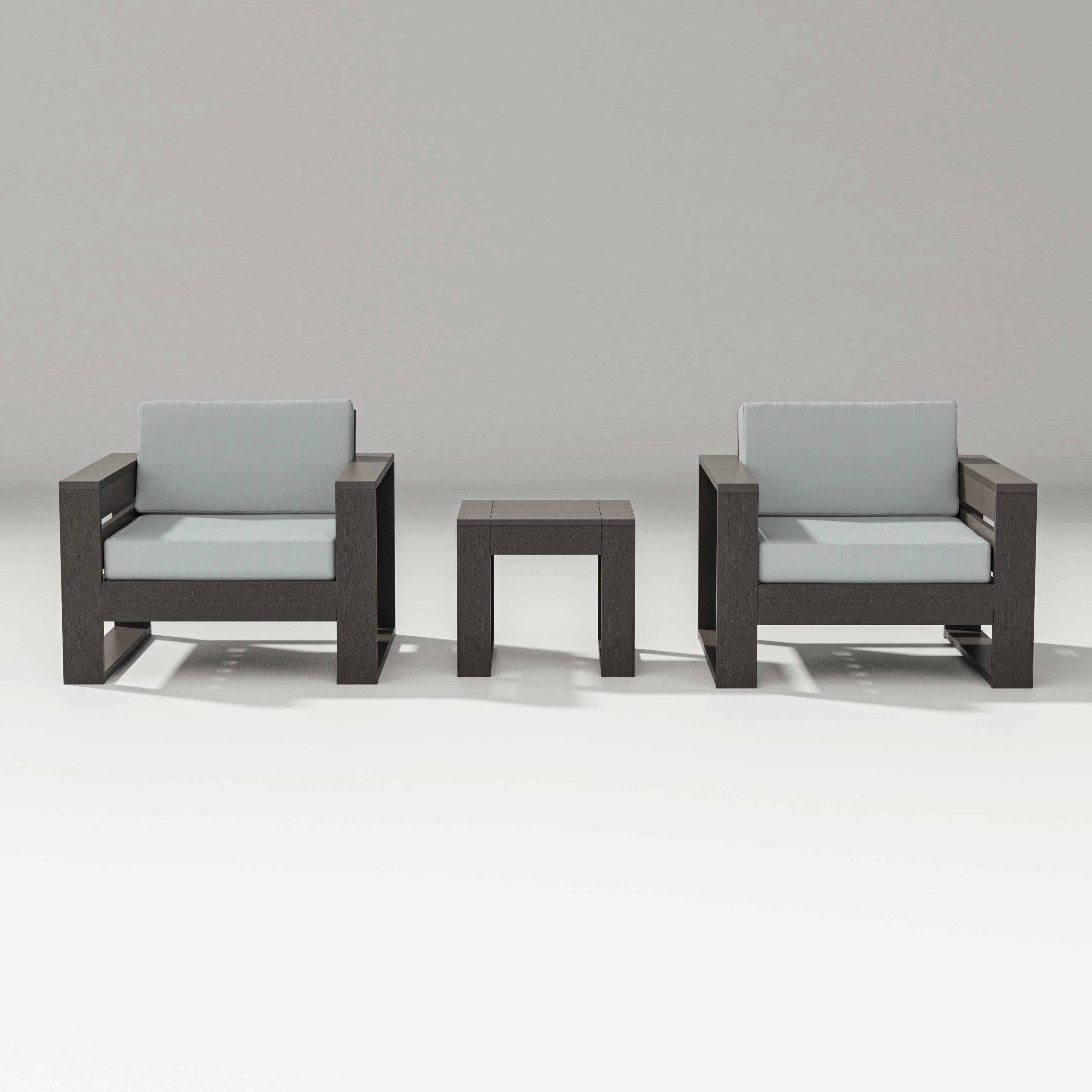 Latitude 3-Piece Lounge Chair Set in Vintage Coffee / Spa