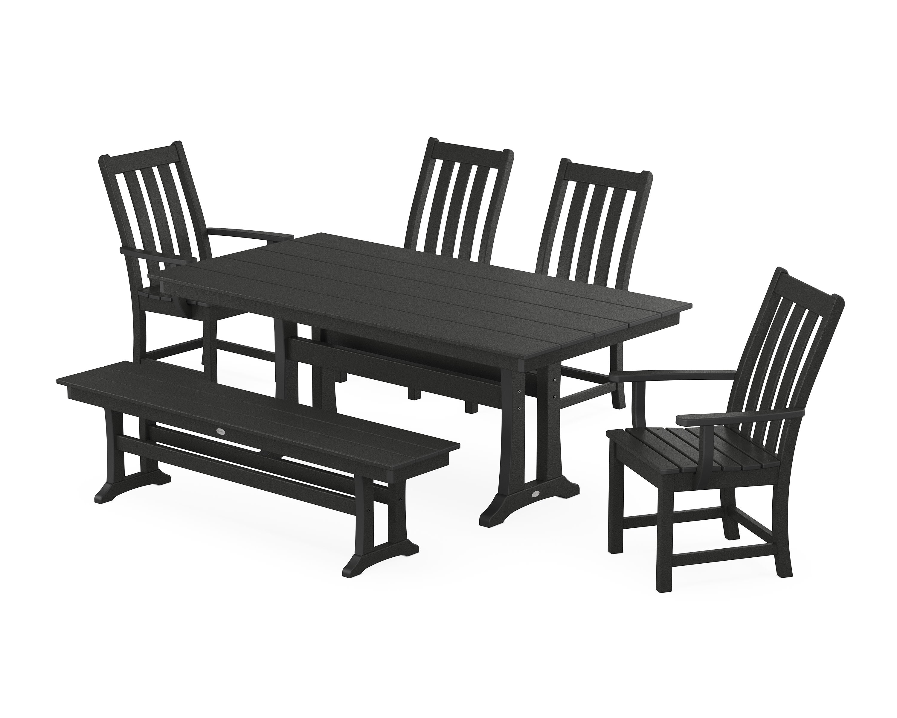 Vineyard 6-Piece Farmhouse Dining Set With Trestle Legs in Black