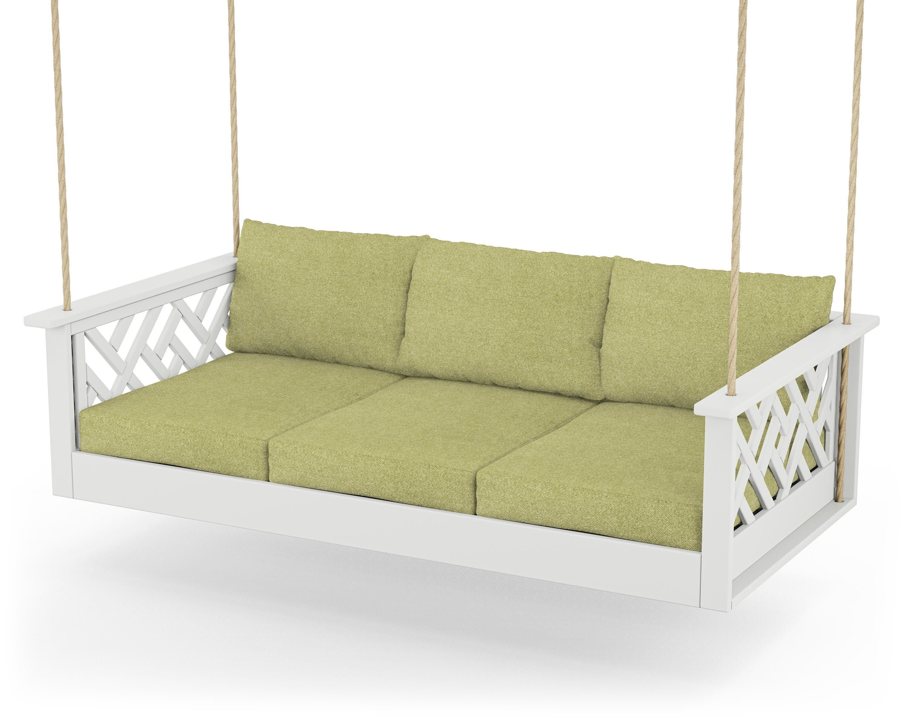 Chippendale Daybed Swing in White / Chartreuse Boucle