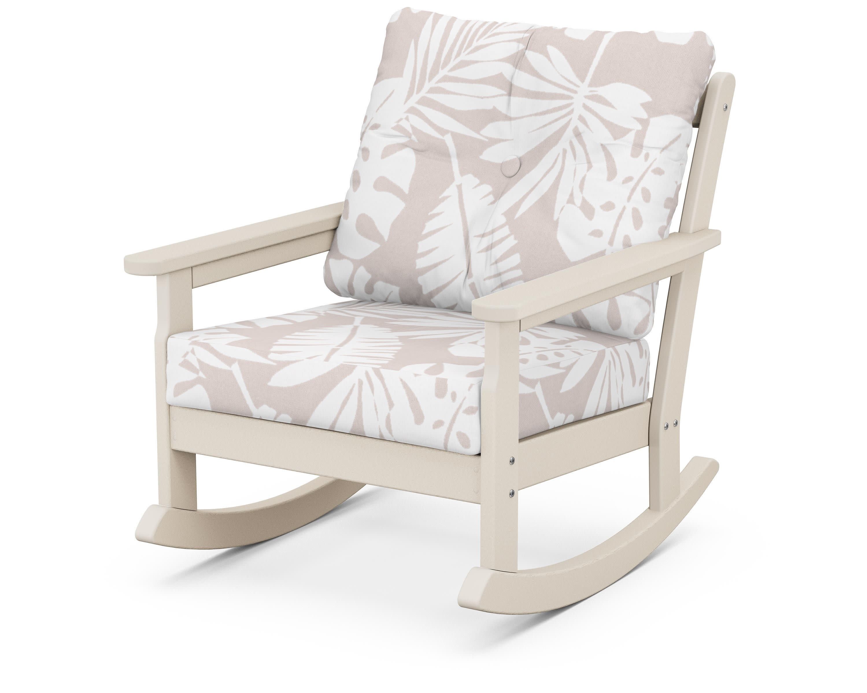 Vineyard Deep Seating Rocking Chair in Sand / Leaf Dune Burlap