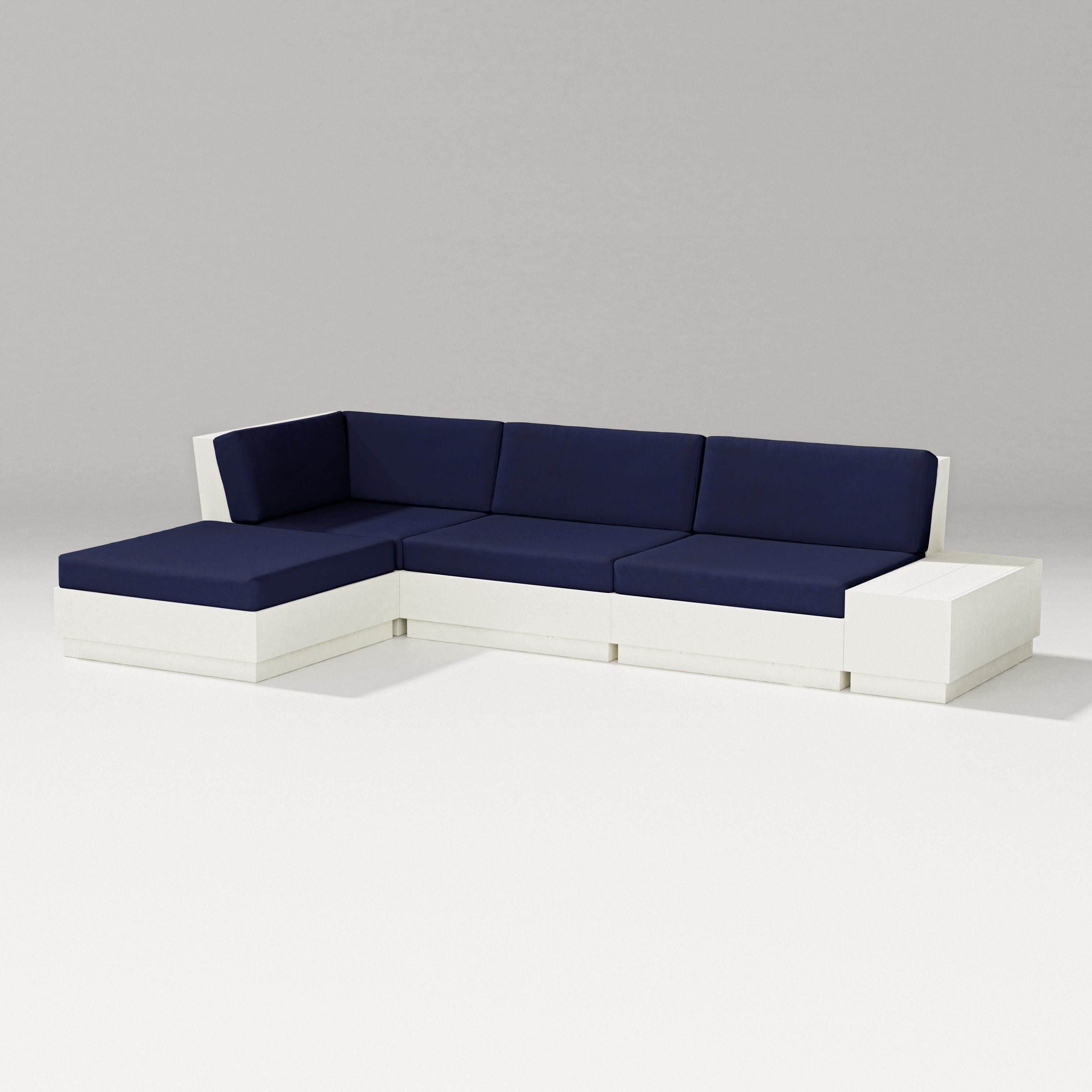 Elevate Chaise Sectional in Vintage White / Navy