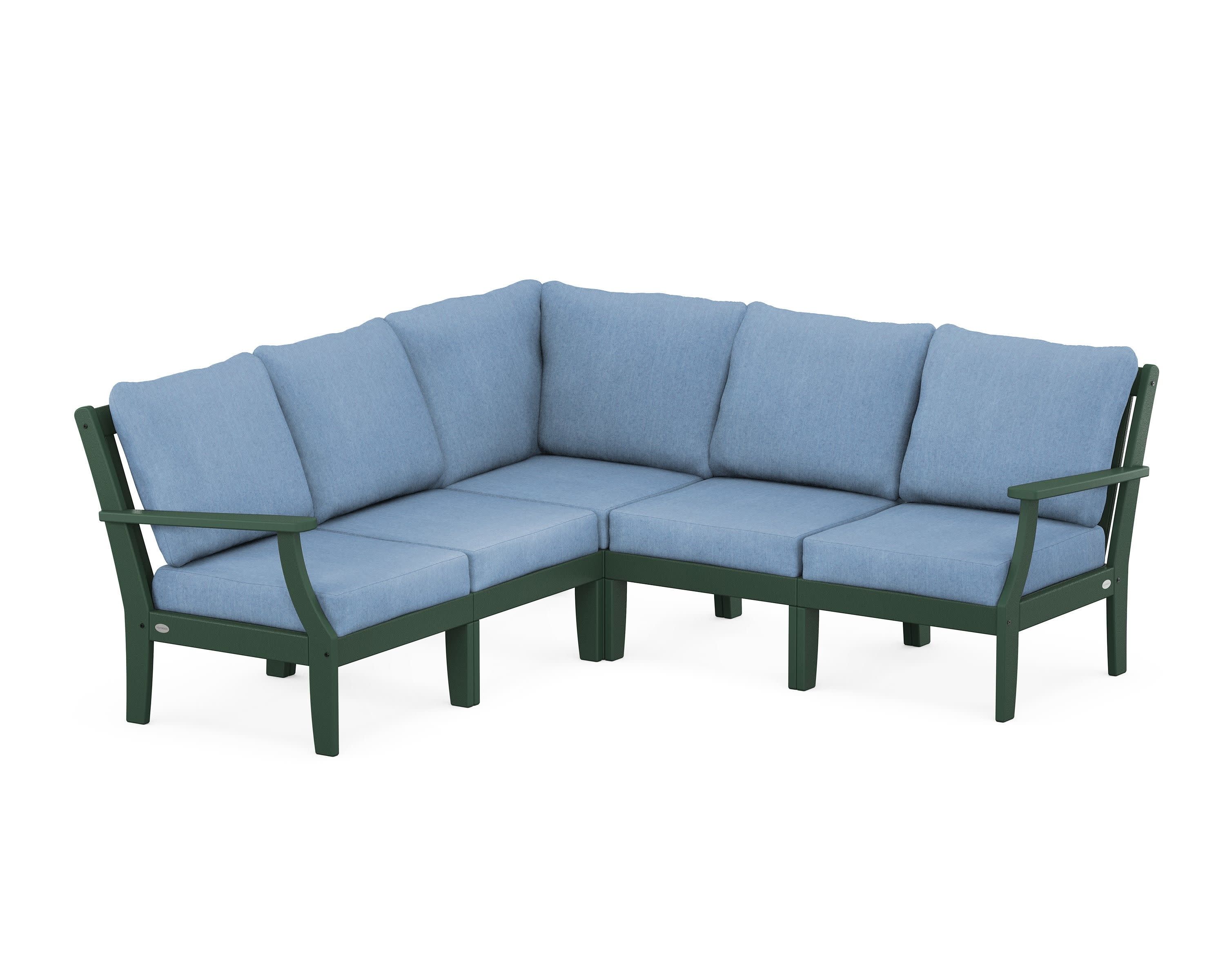 Braxton Modular 5-Piece Deep Seating Set in Green / Sky Blue