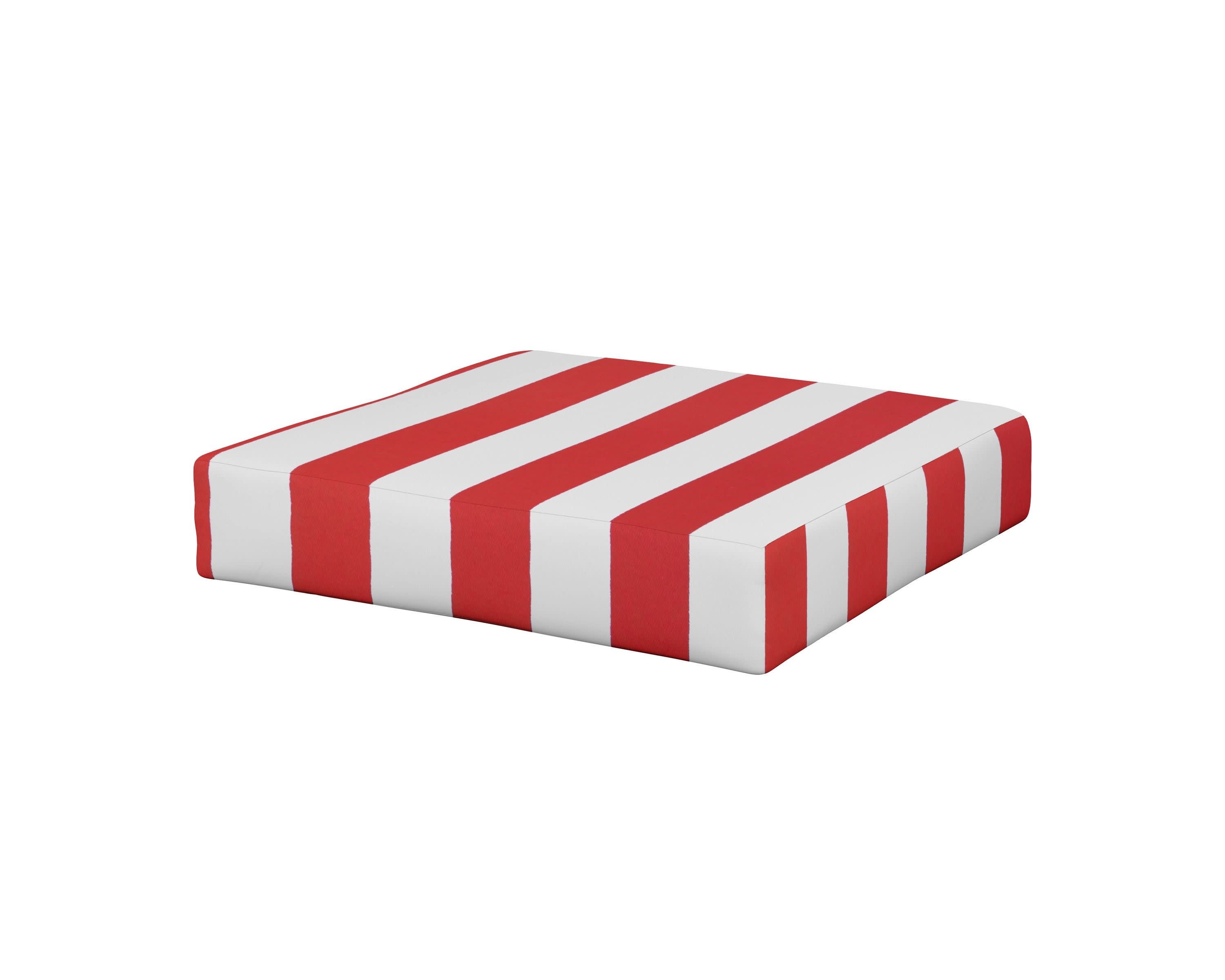 Prescott Ottoman Cushion in Cabana Stripe Crimson