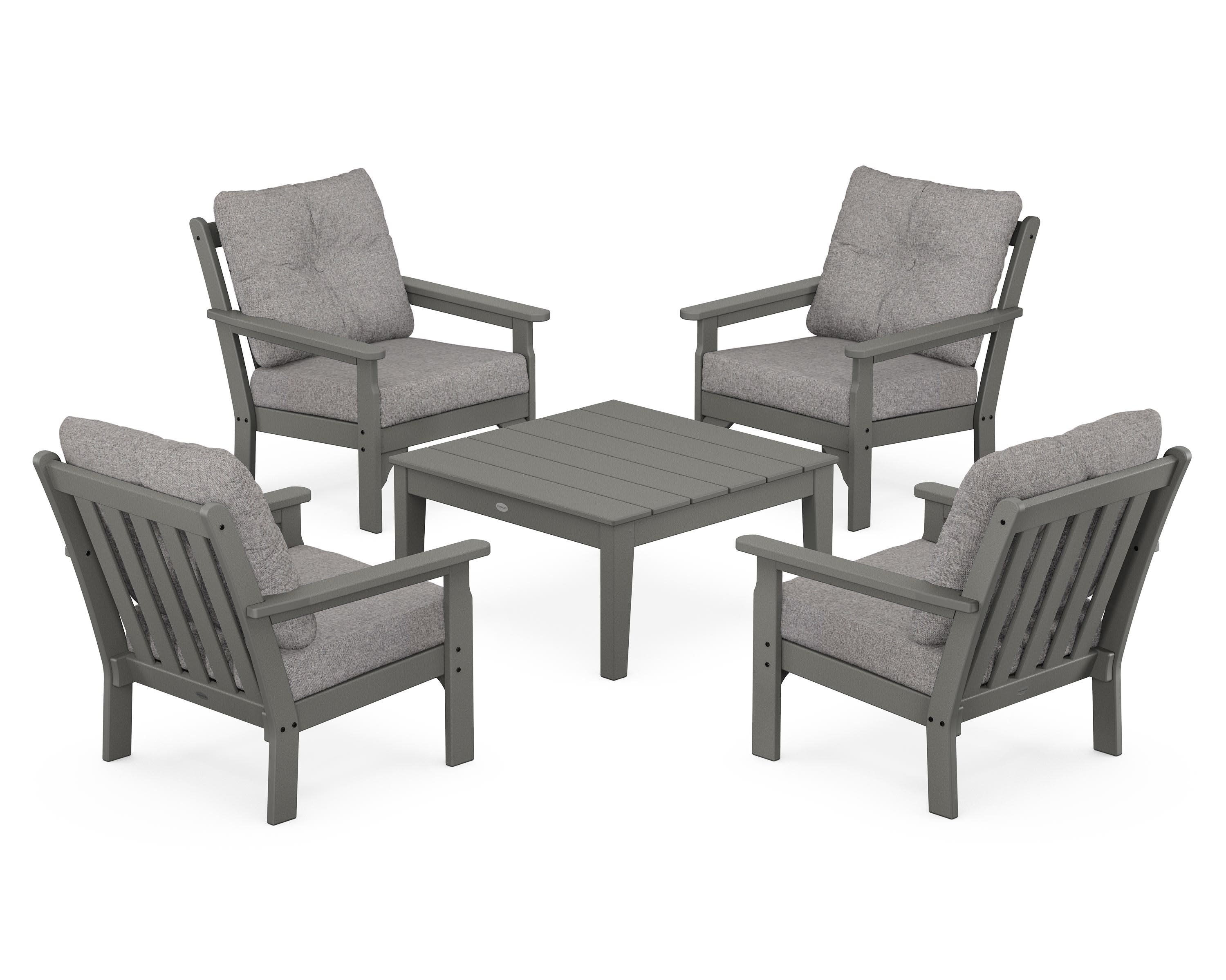 Vineyard 5-Piece Deep Seating Conversation Set in Slate Grey / Grey Mist