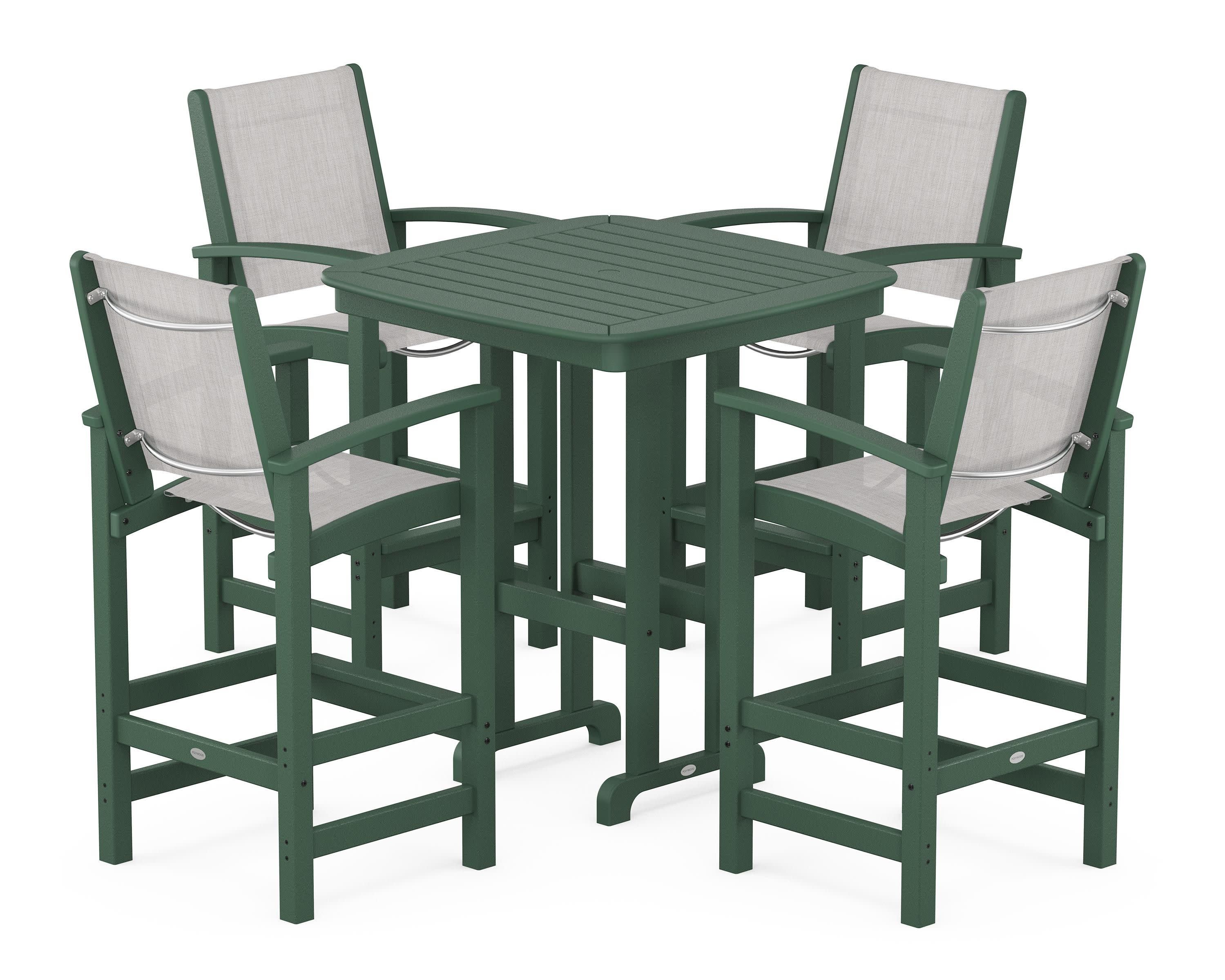 Coastal 5-Piece Bar Set in Green / Parchment Sling
