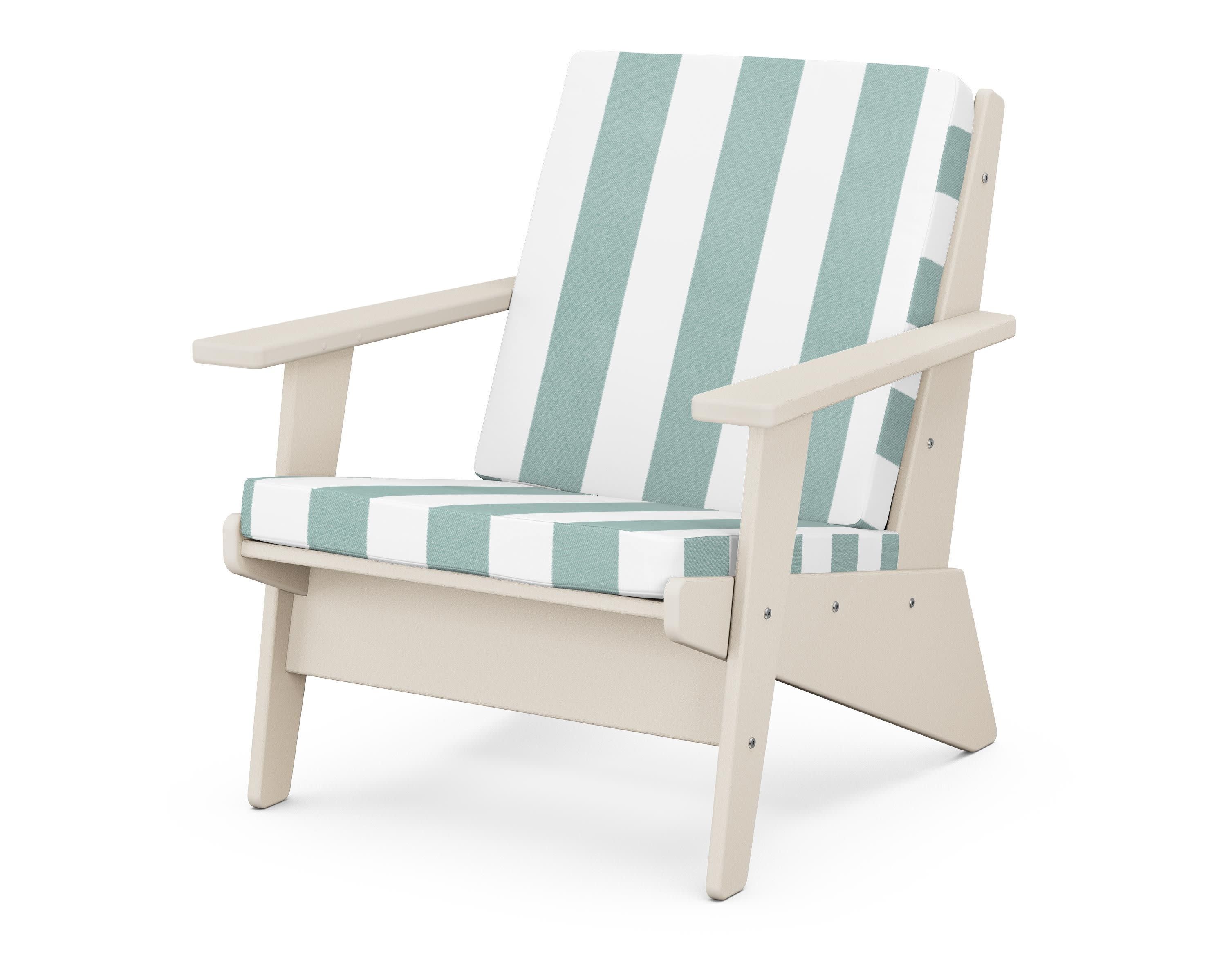 Riviera Modern Lounge Chair in Sand / Cabana Stripe Glacier Spa