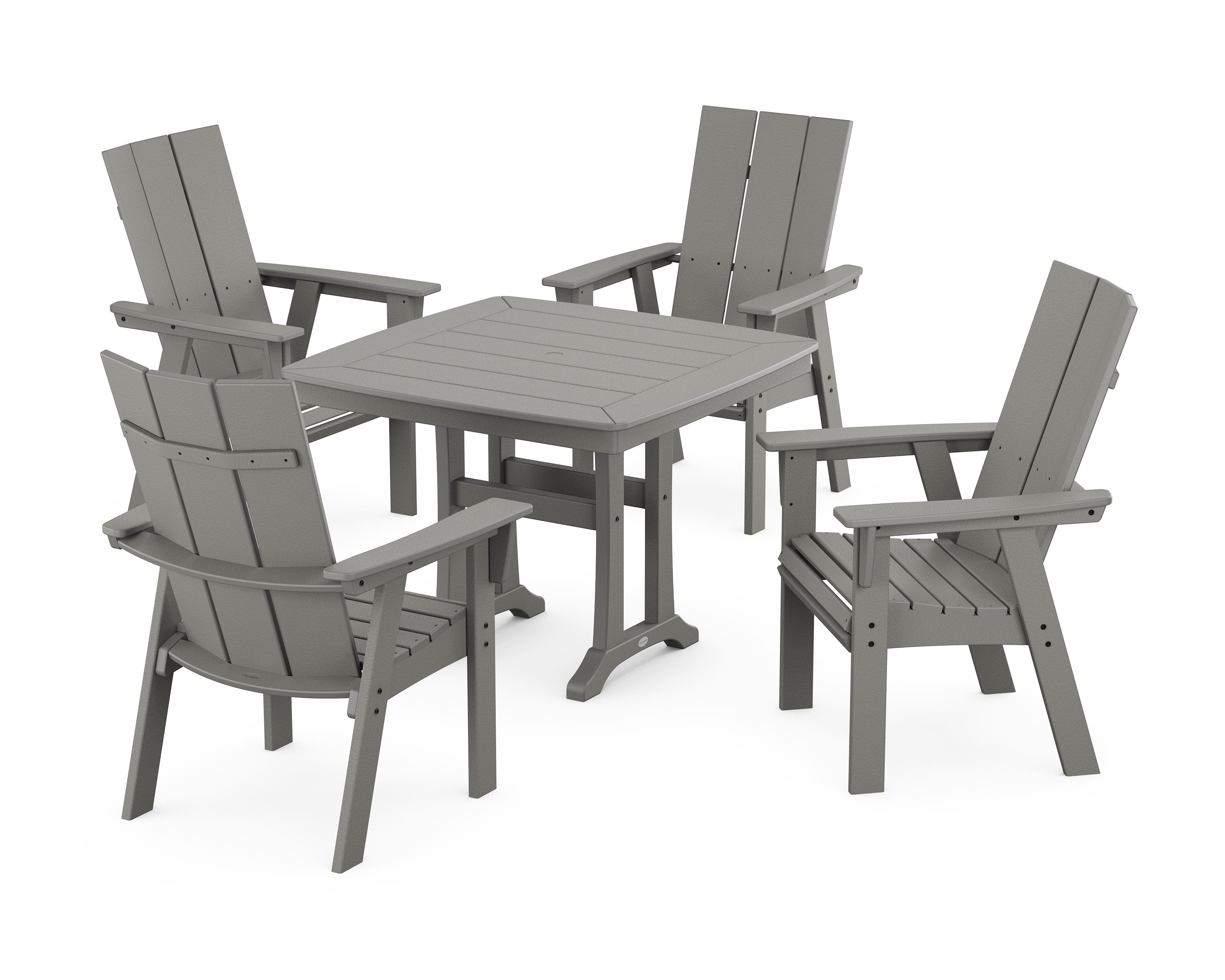 Modern Adirondack 5-Piece Dining Set with Trestle Legs in Slate Grey