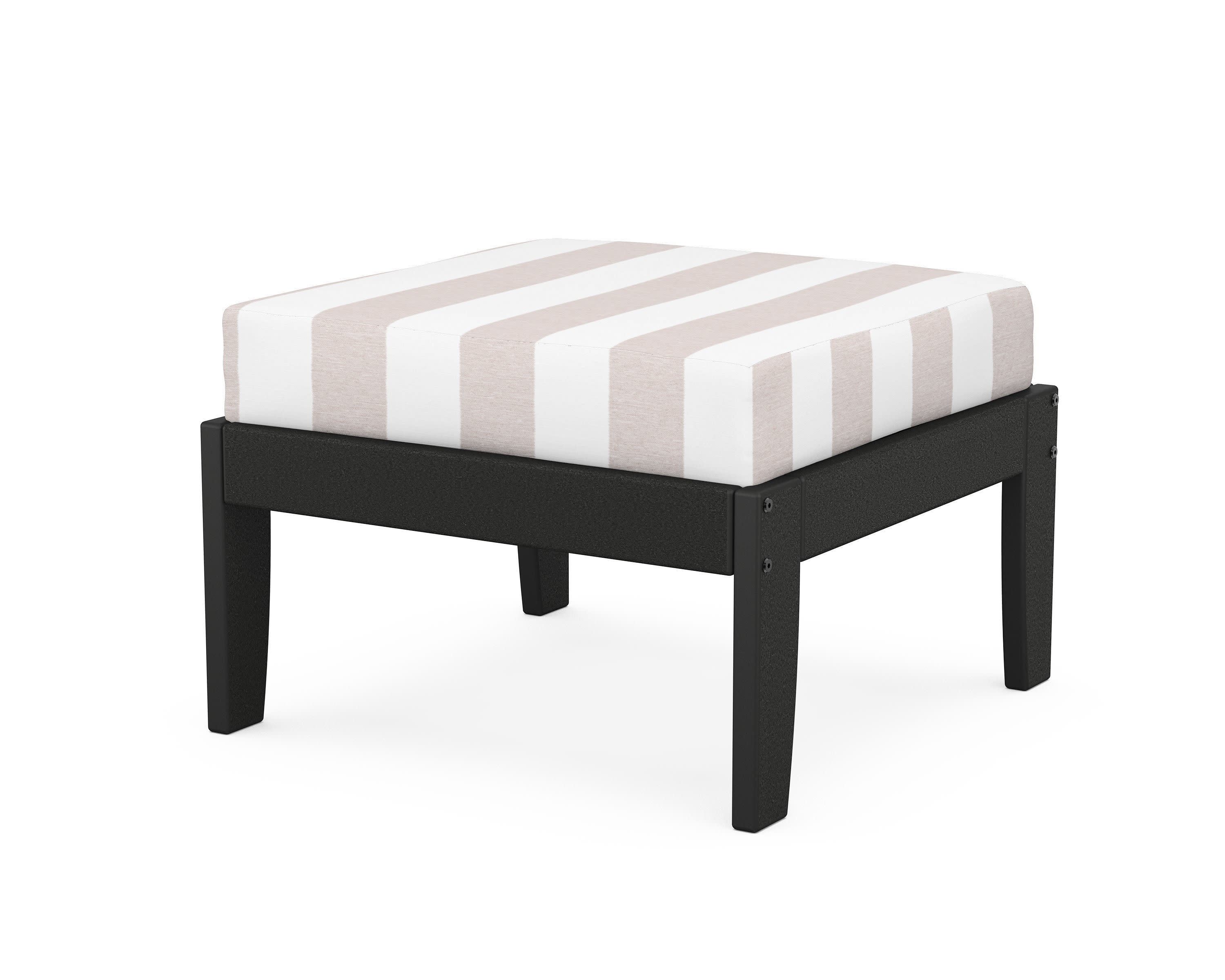 Modular Ottoman - Classic in Black / Cabana Stripe Dune Burlap
