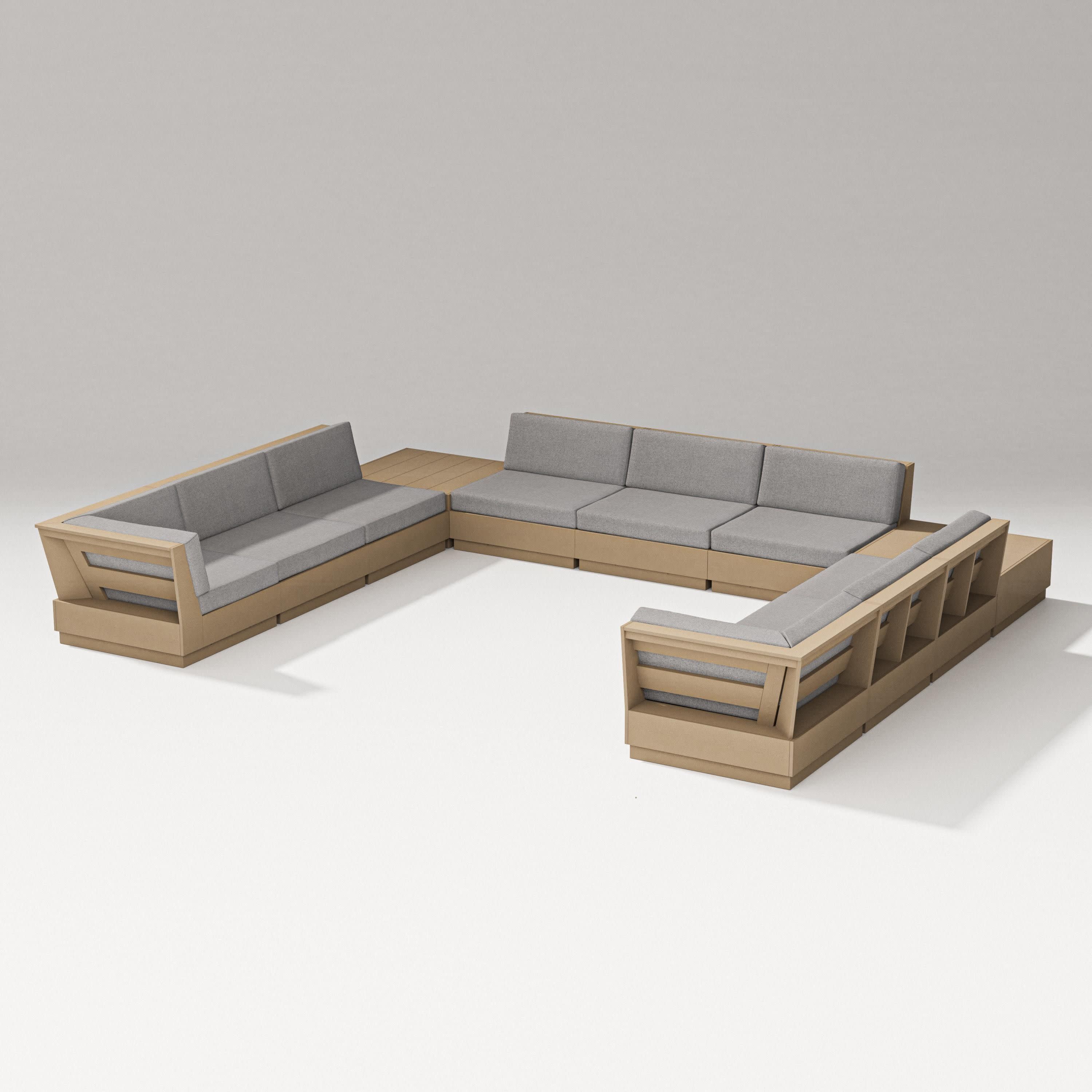 Elevate 11-Piece U-Shaped Sofa Sectional in Vintage Sahara / Grey Mist