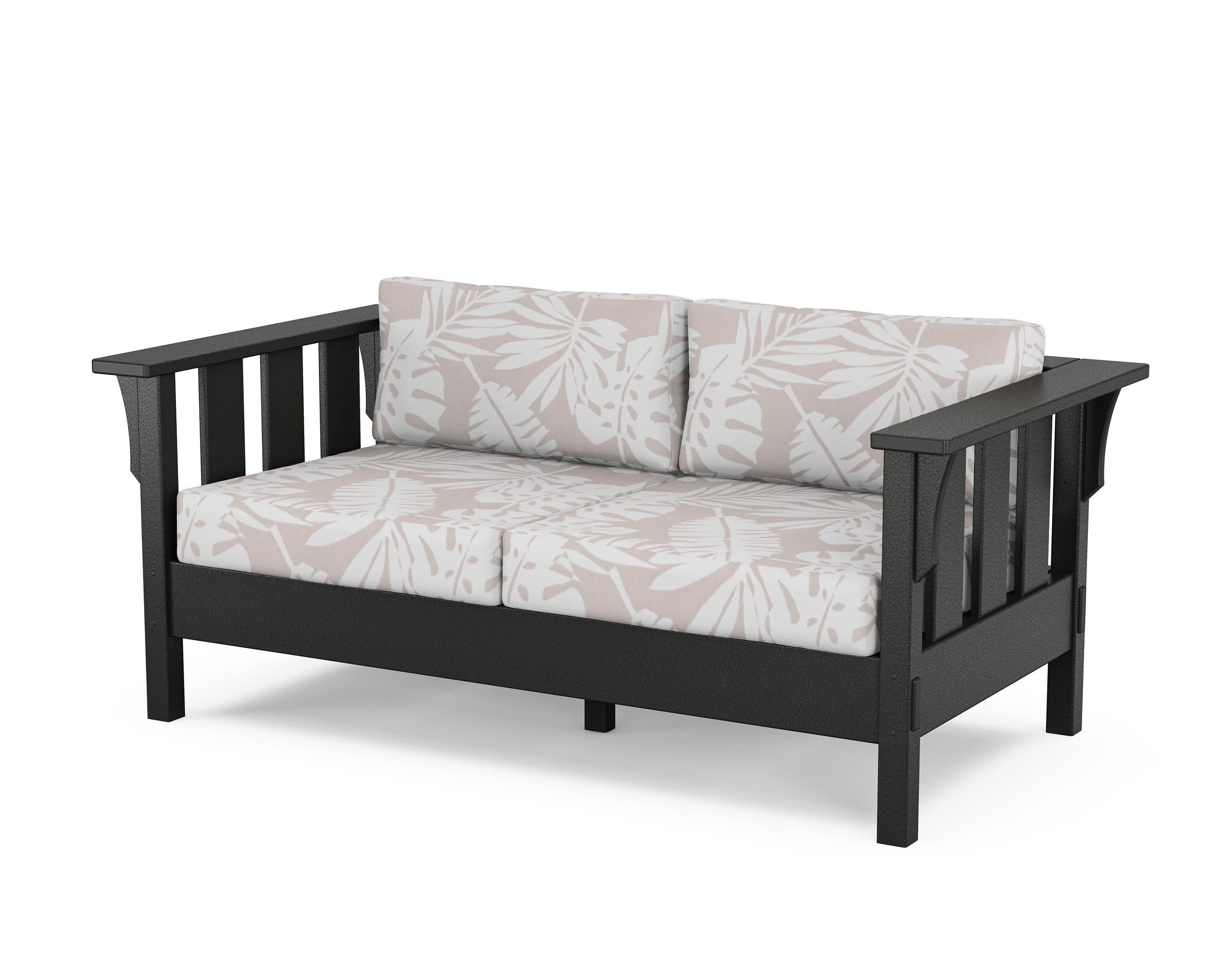 Acadia Deep Seating Loveseat in Black / Leaf Dune Burlap