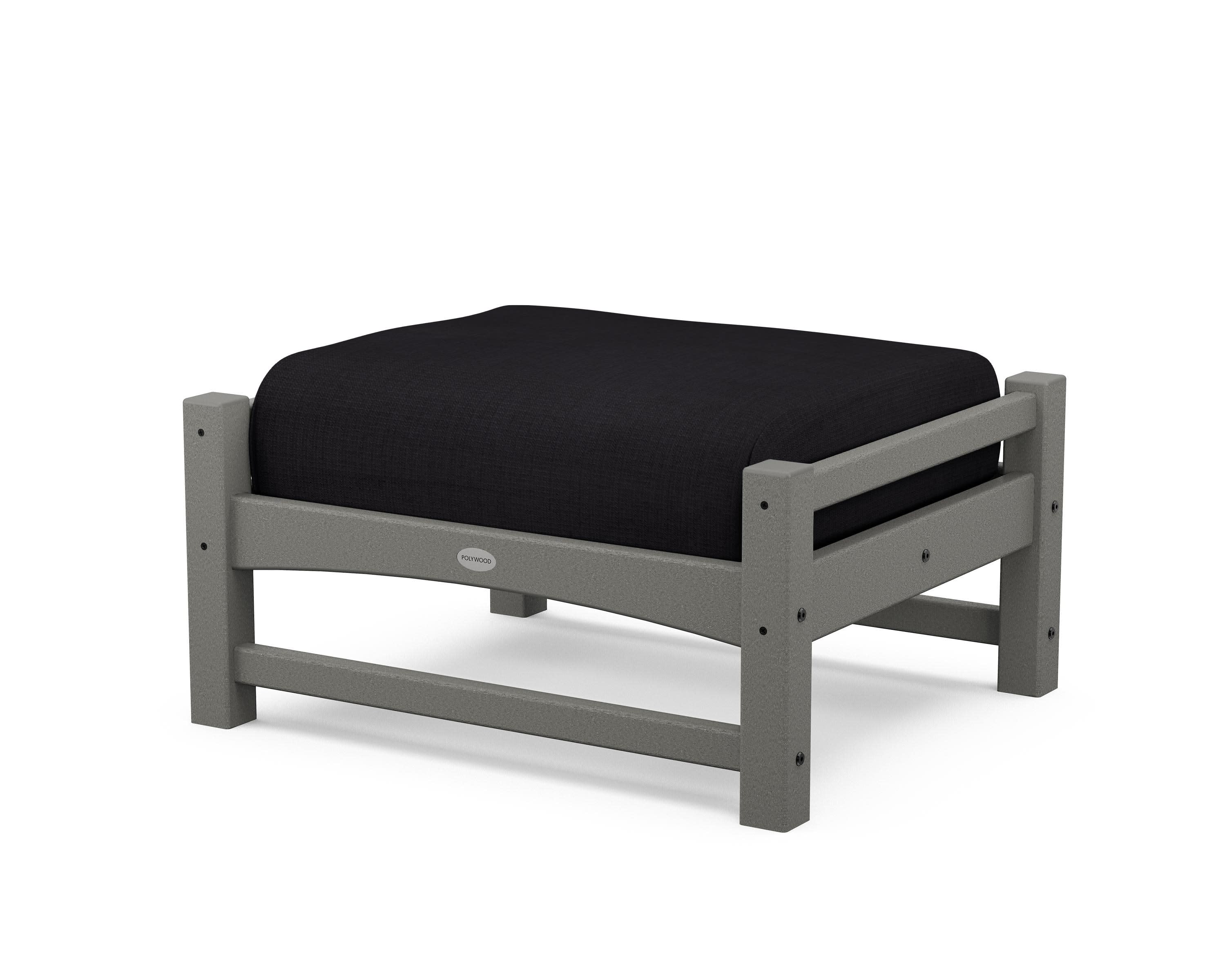 Club Ottoman in Slate Grey / Midnight Linen