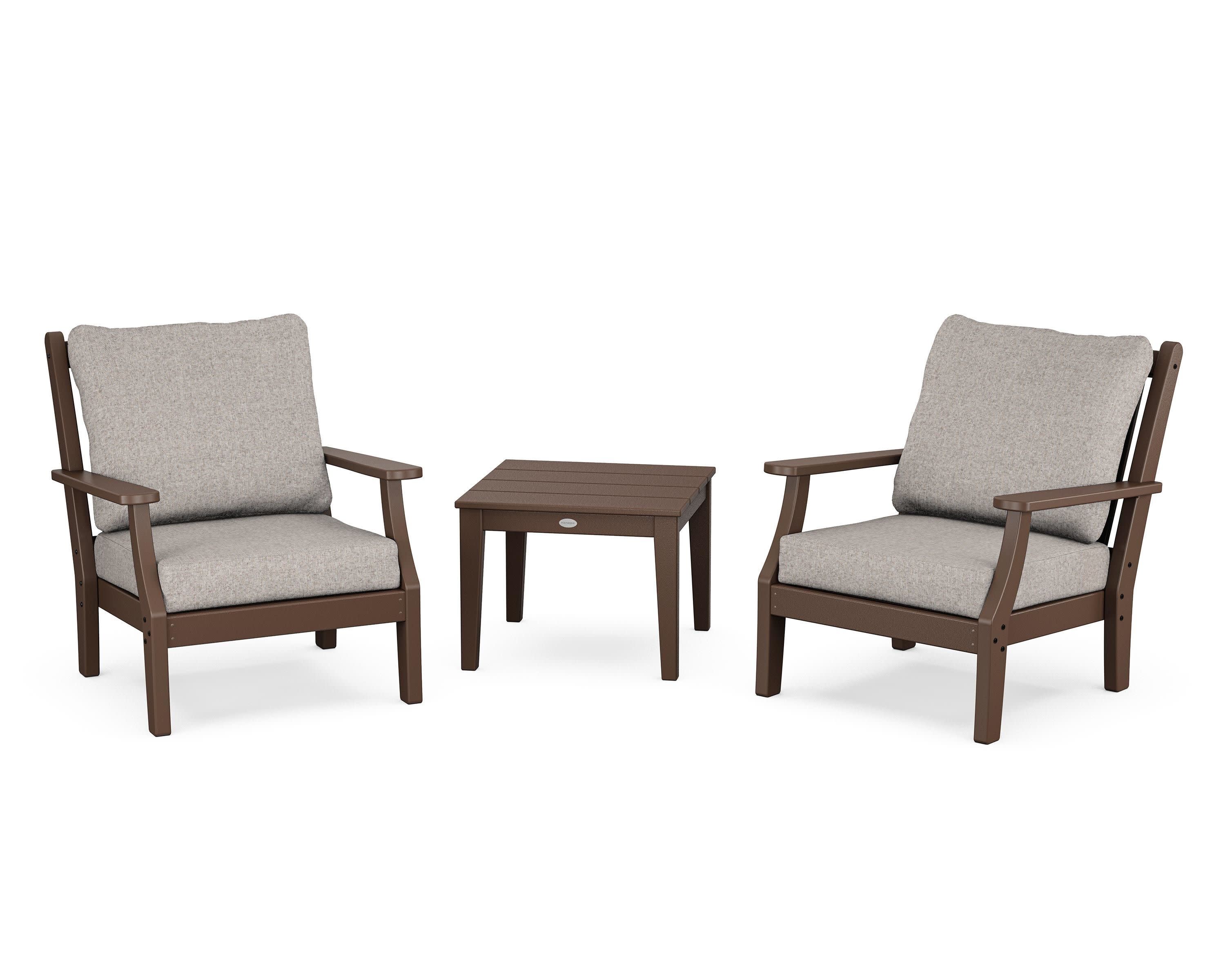 Wovendale 3-Piece Deep Seating Set in Mahogany / Weathered Tweed