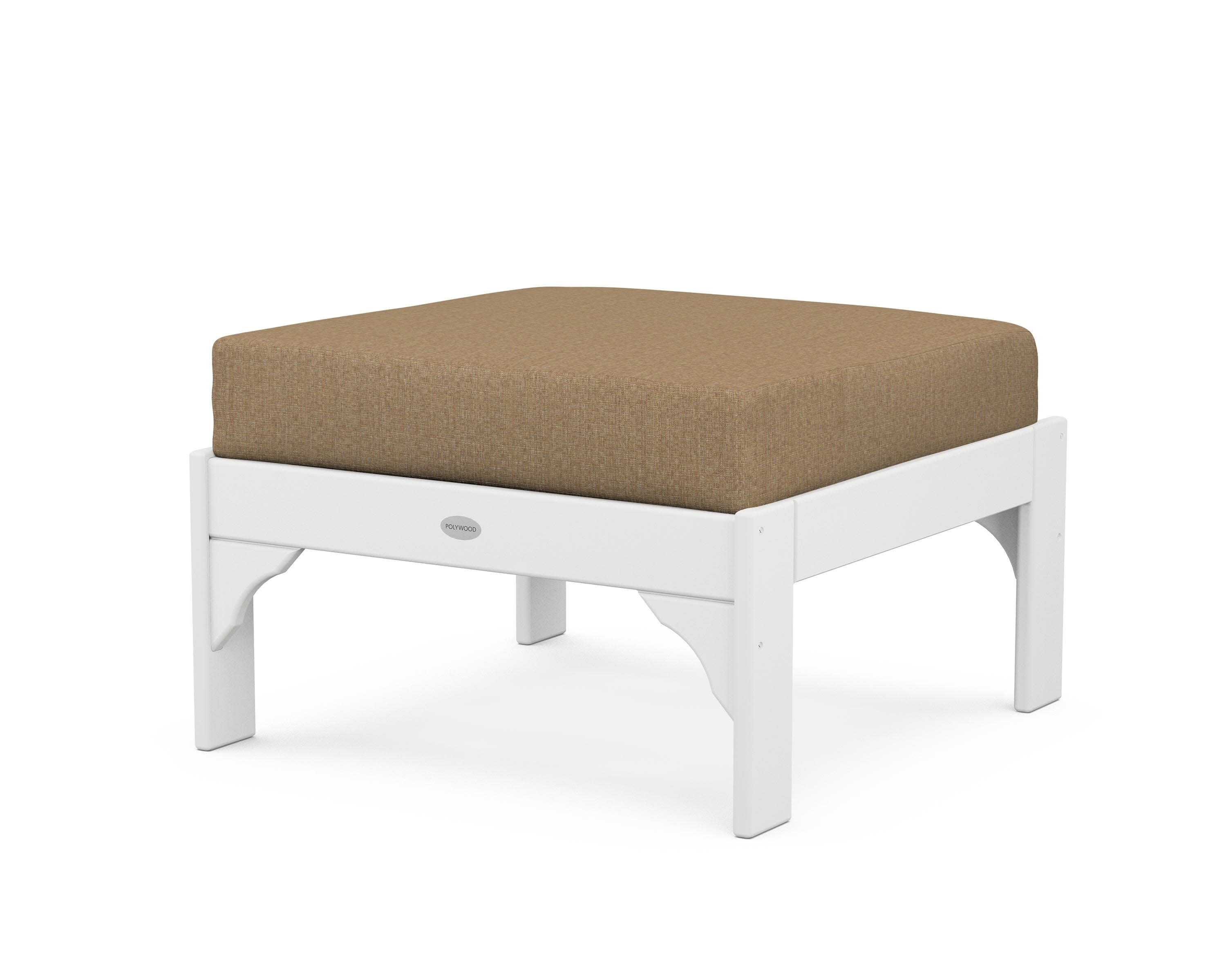 Vineyard Deep Seating Ottoman in White / Sesame