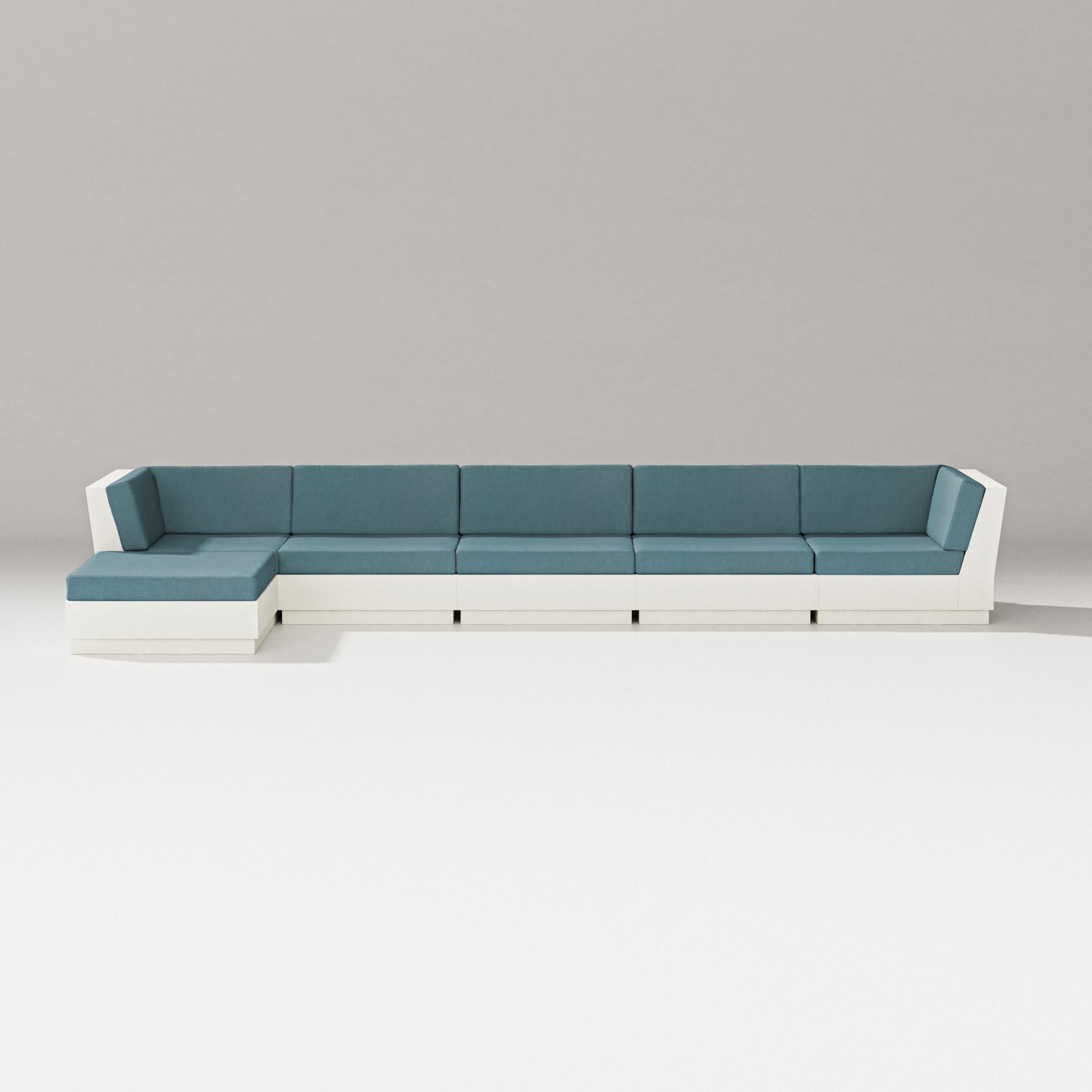 Elevate 6-Piece Chaise Sectional in Vintage White / Ocean Teal