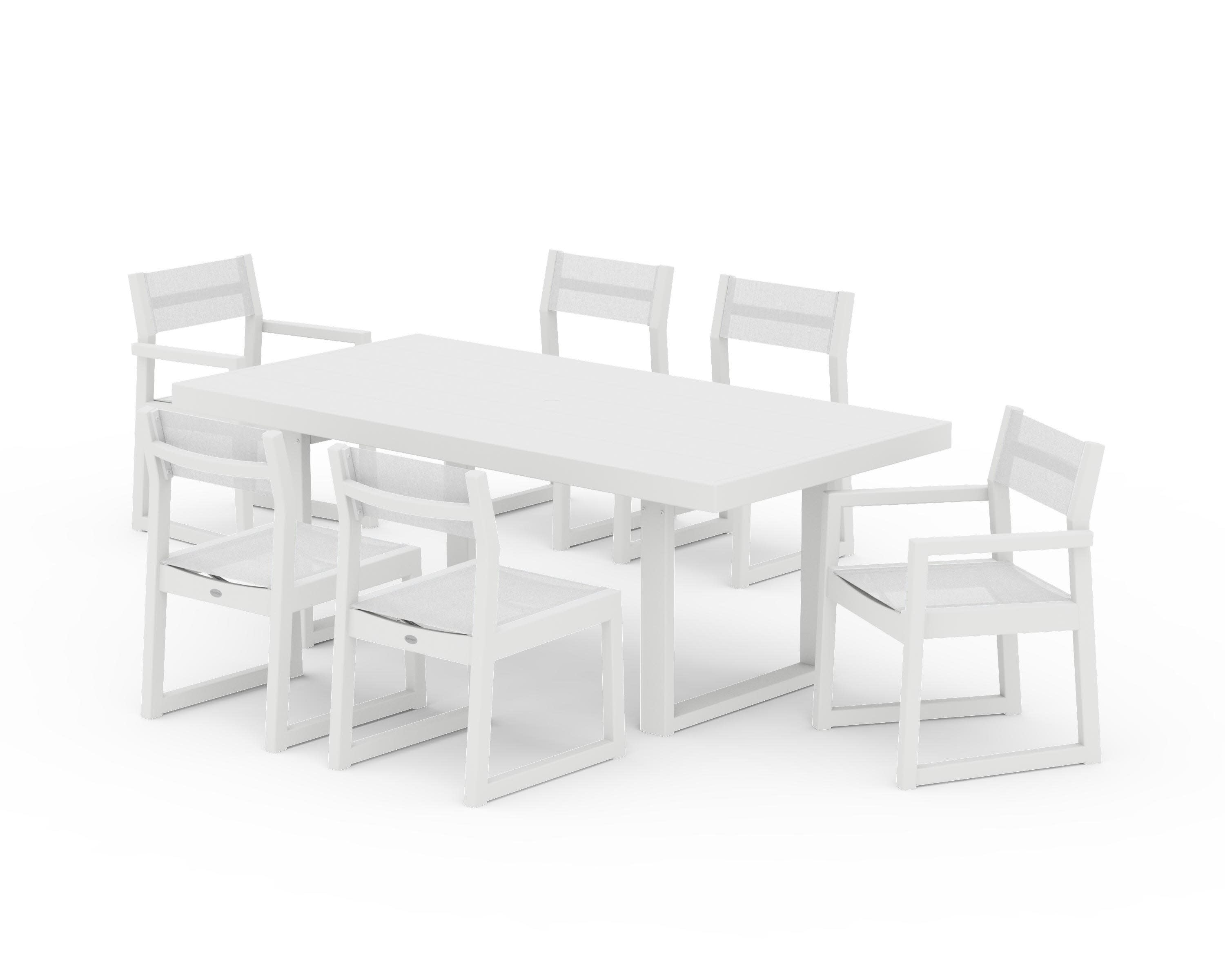 EDGE Sling 7-Piece Dining Set in White / White Sling