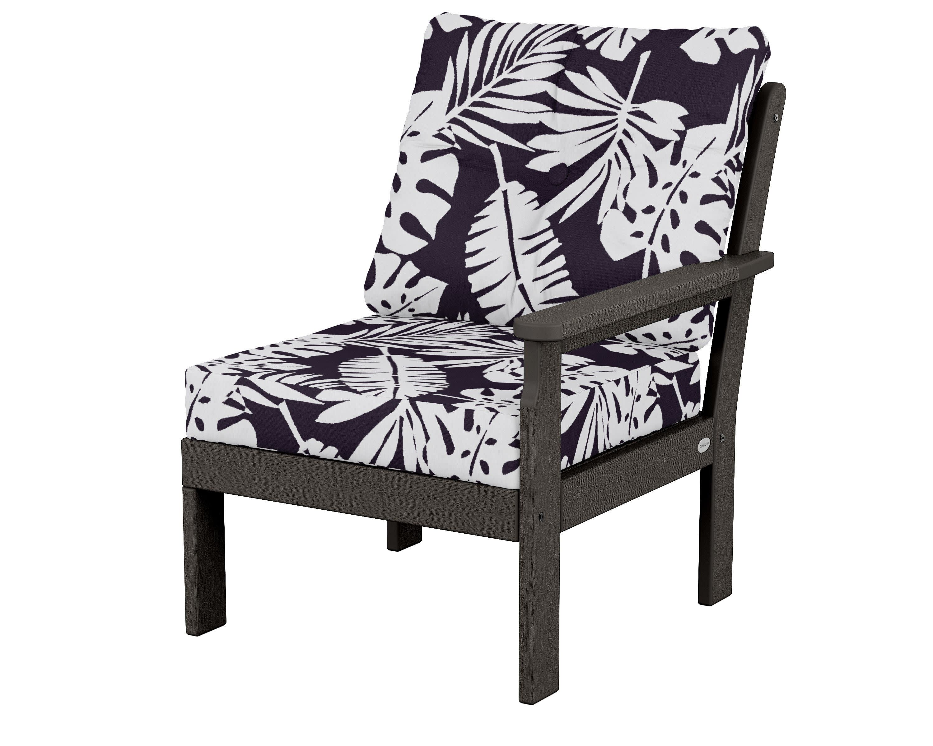 Vineyard Modular Right Arm Chair in Vintage Coffee / Leaf Navy