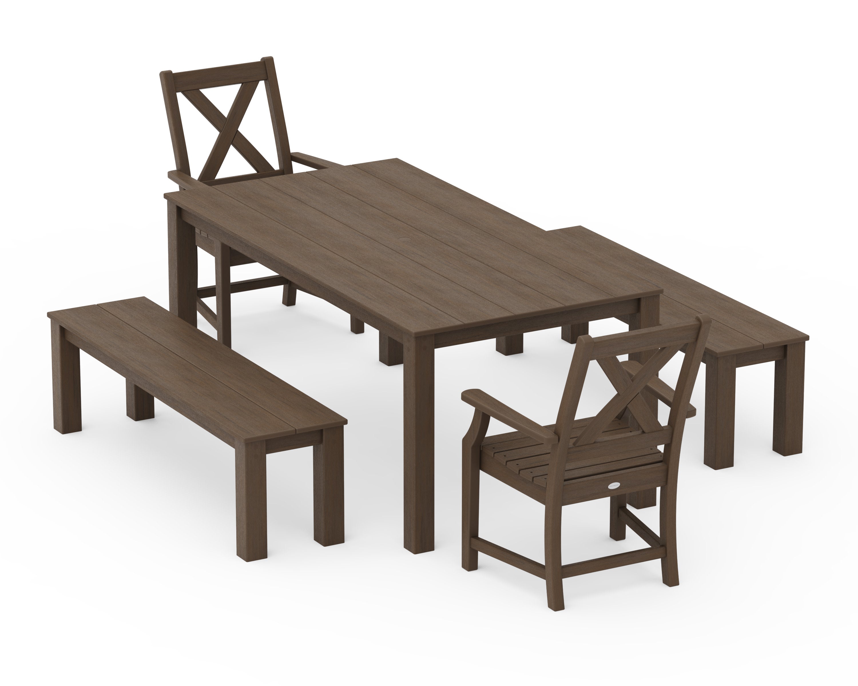 Braxton 5-Piece Parsons Dining Set with Benches in Kona