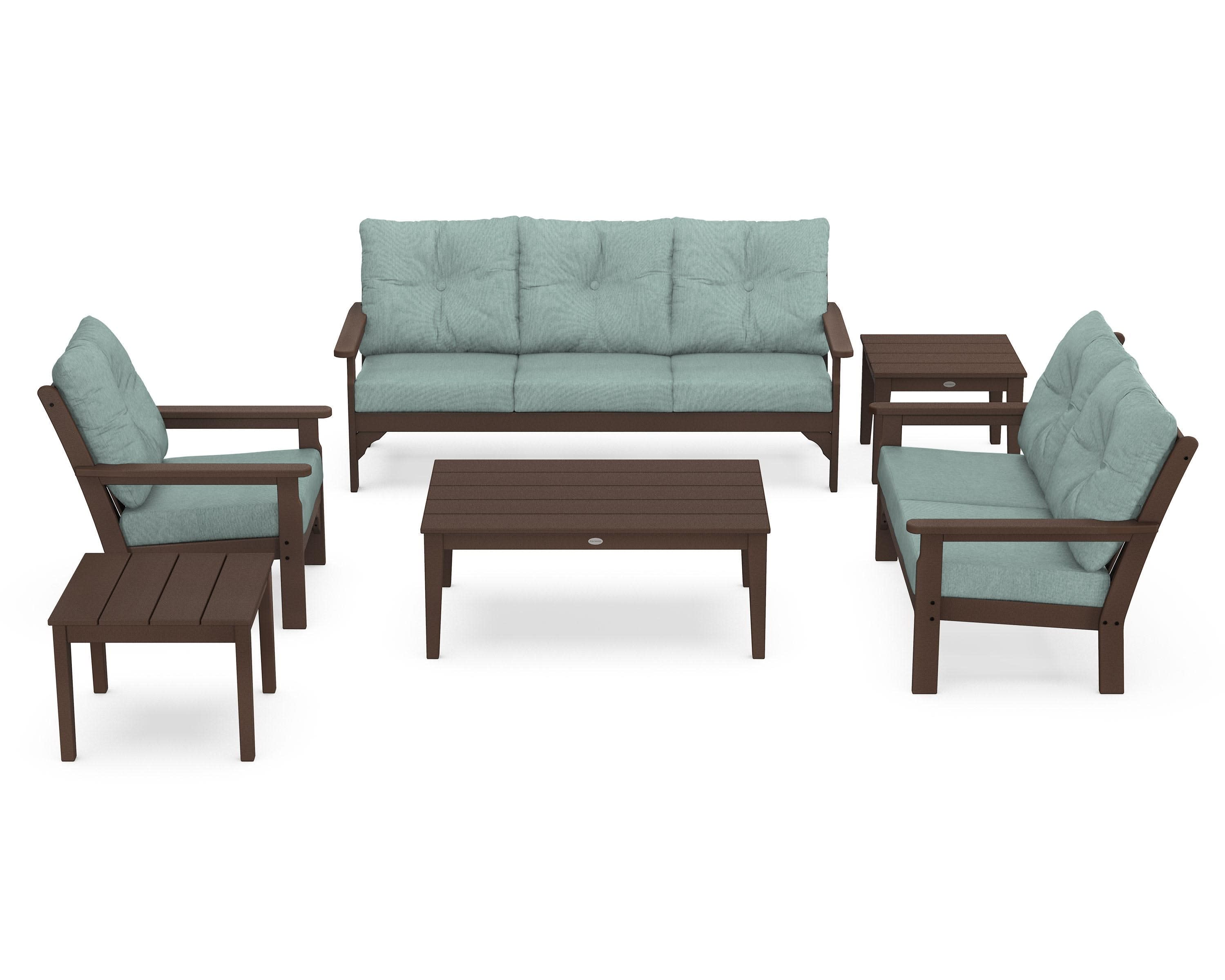 Vineyard 6-Piece Deep Seating Set in Mahogany / Glacier Spa
