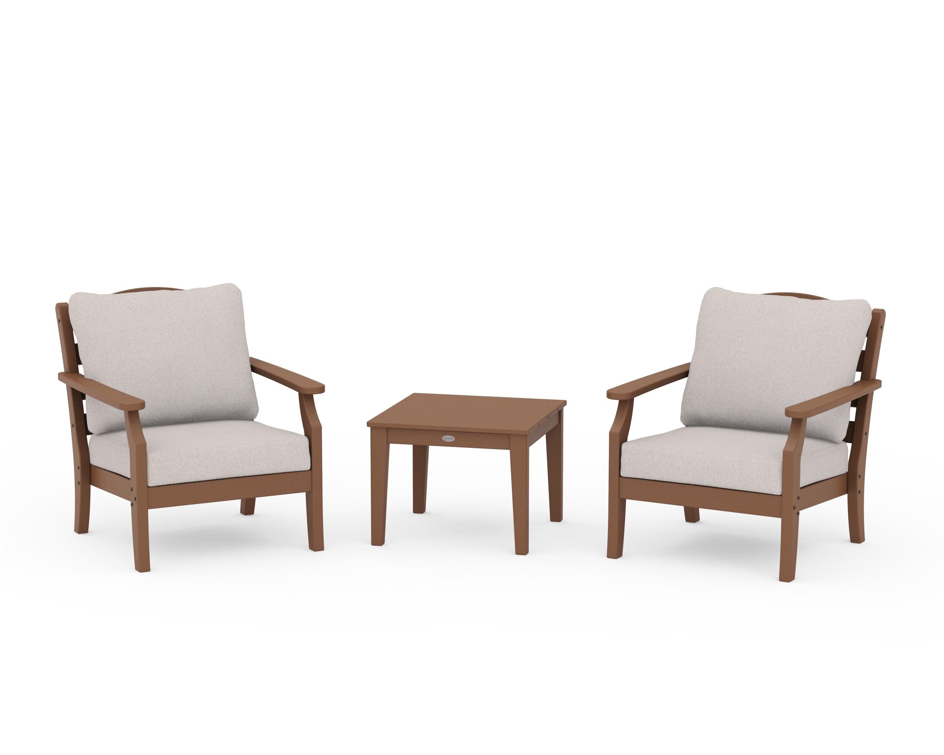 Savannah 3-Piece Deep Seating Set in Teak / Dune Burlap