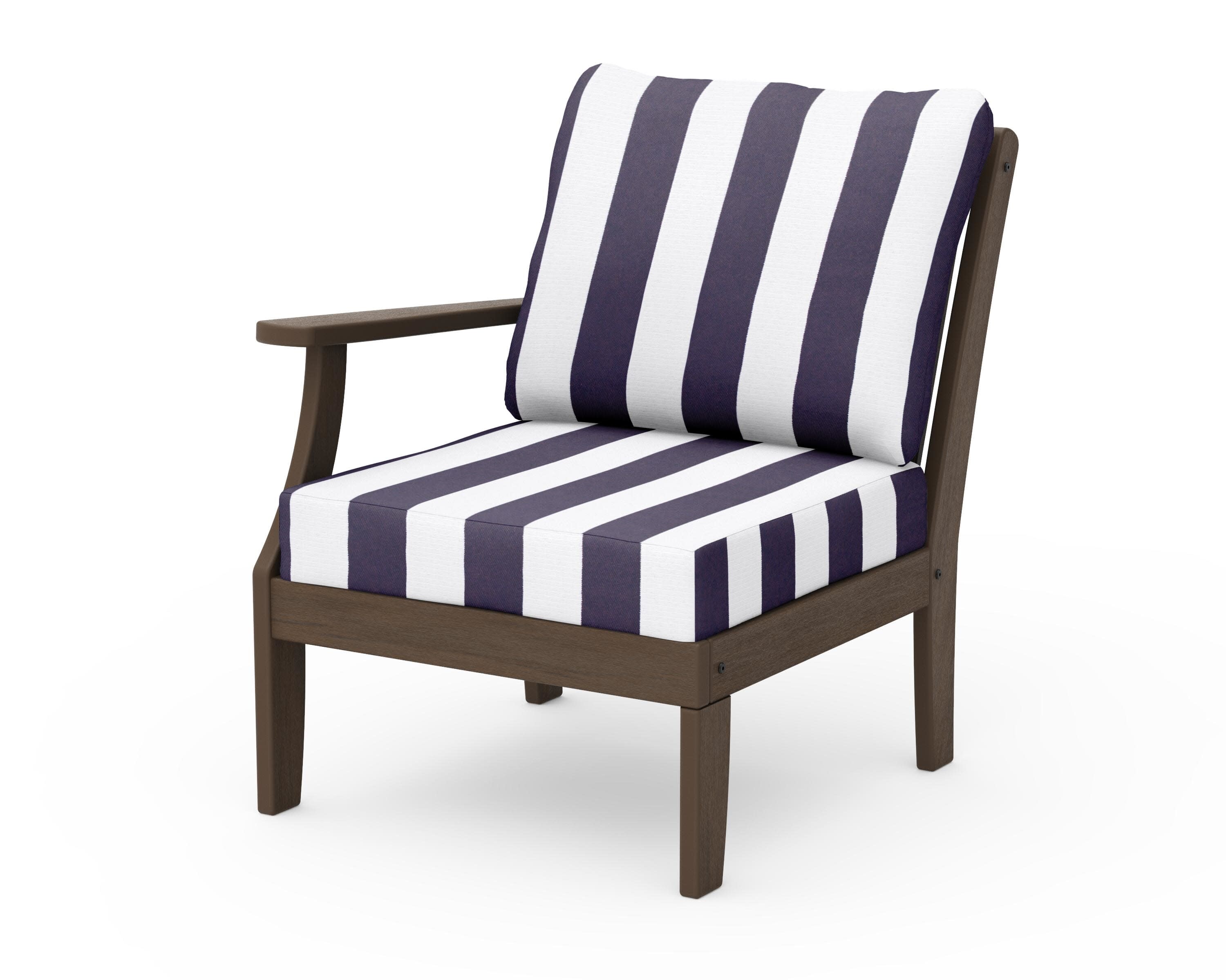 Braxton Modular Left Arm Chair in Kona / Cabana Stripe Navy