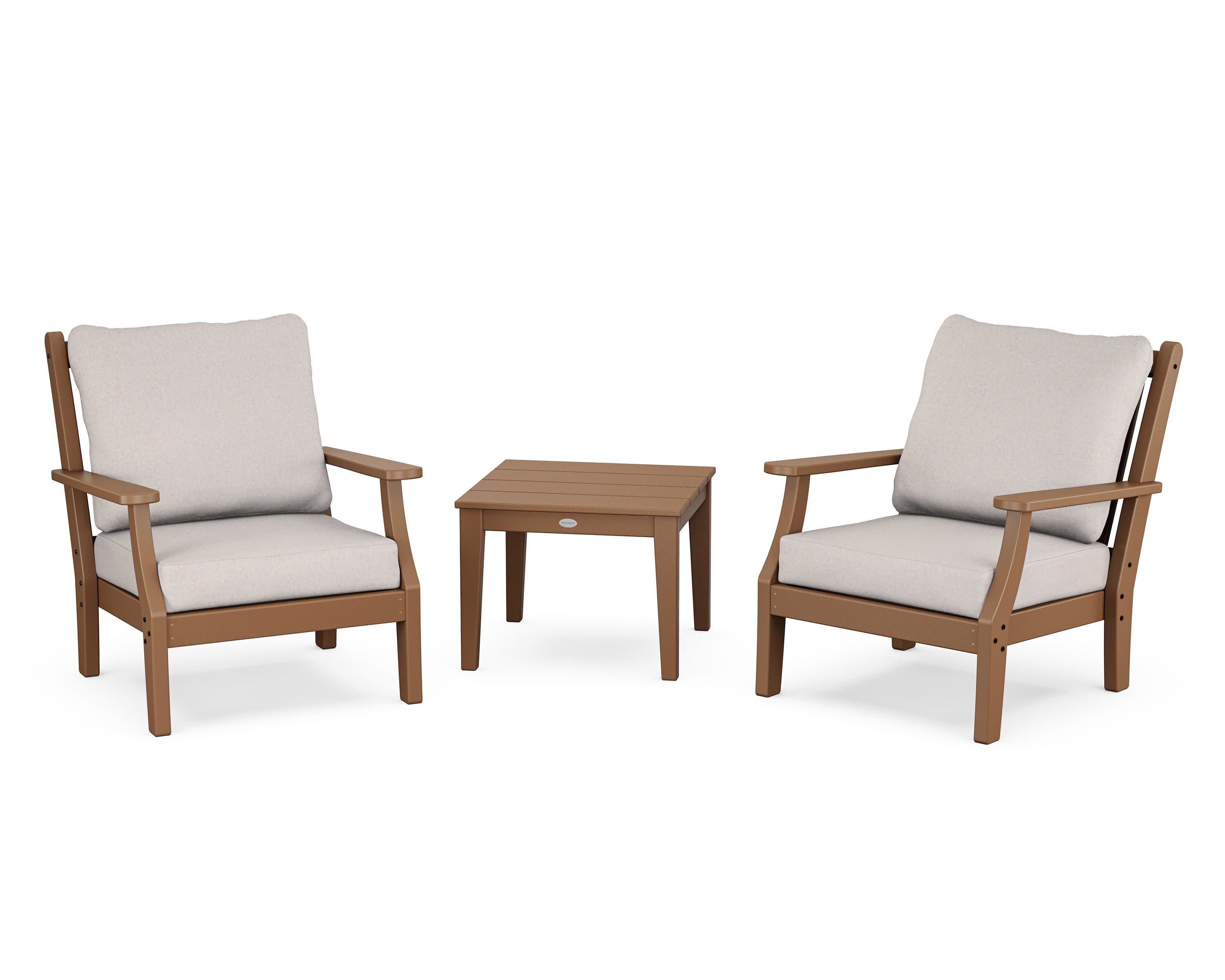 Wovendale 3-Piece Deep Seating Set in Teak / Dune Burlap
