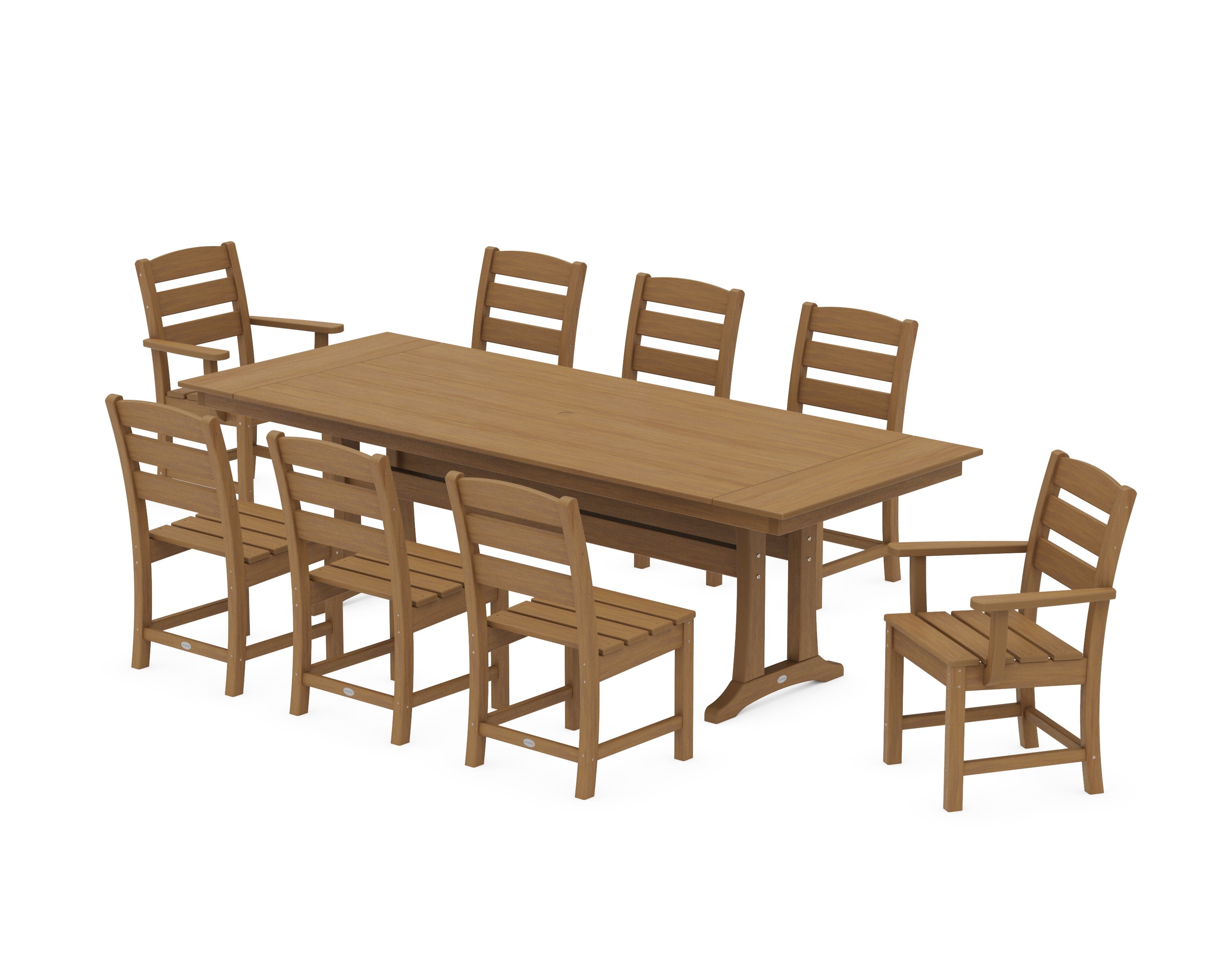 Lakeside 9-Piece Farmhouse Dining Set with Trestle Legs in Natural