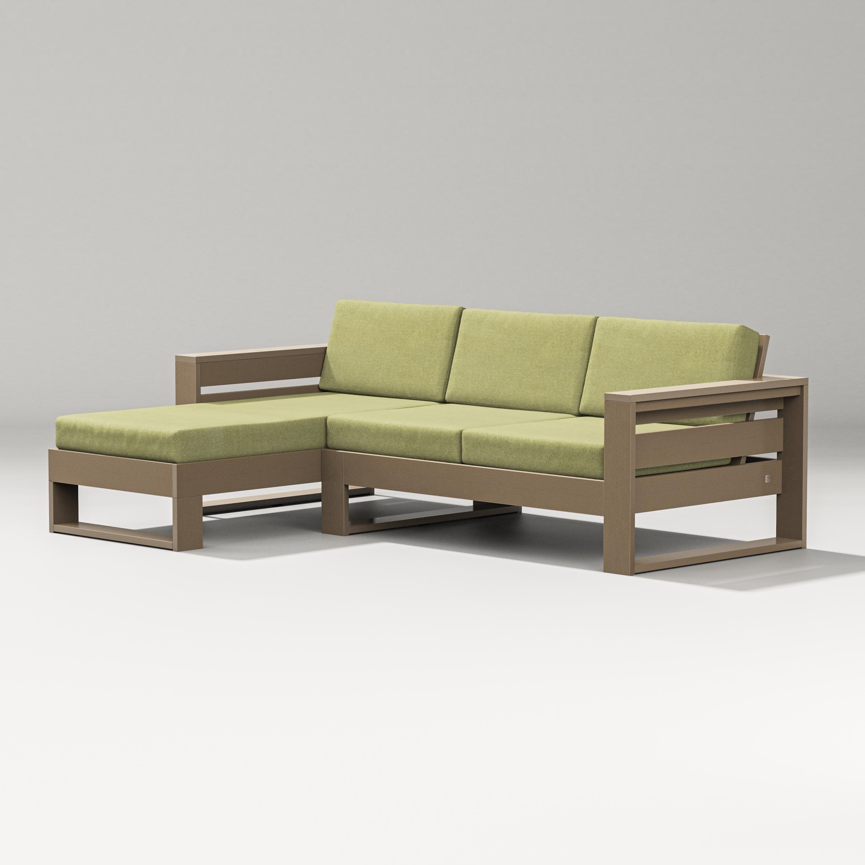 Latitude Left Chaise Sectional in Vintage Sahara / Chartreuse Boucle