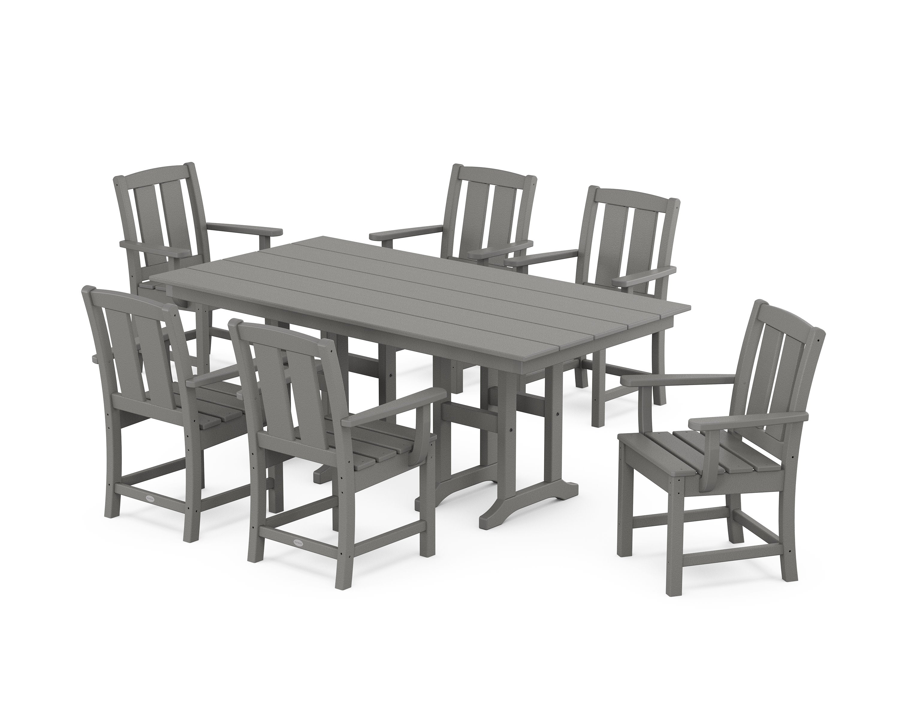 Mission Arm Chair 7-Piece Farmhouse Dining Set in Slate Grey