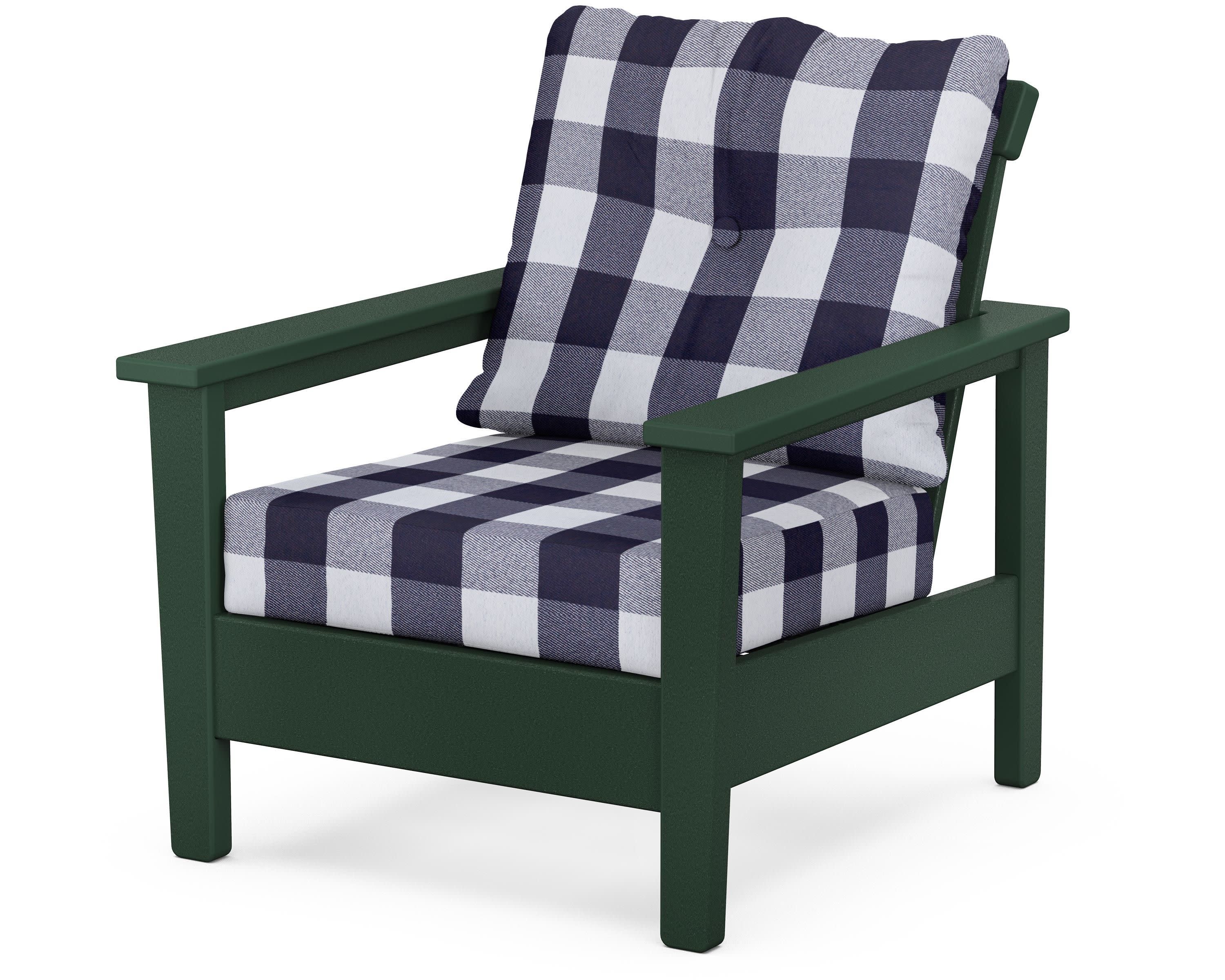 Prescott Deep Seating Chair in Green / Buffalo Plaid Navy