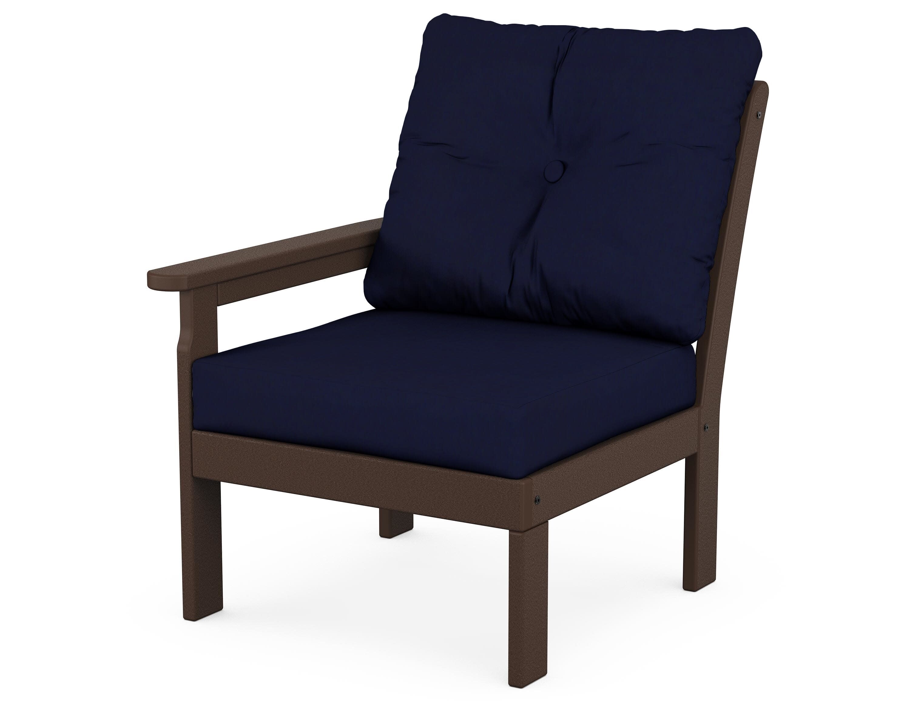 Vineyard Modular Left Arm Chair in Mahogany / Navy