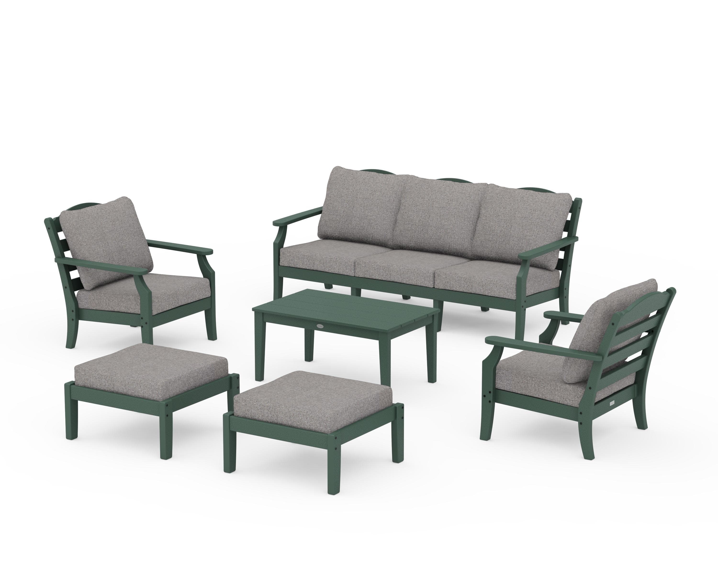 Savannah 6-Piece Lounge Sofa Set in Green / Grey Mist