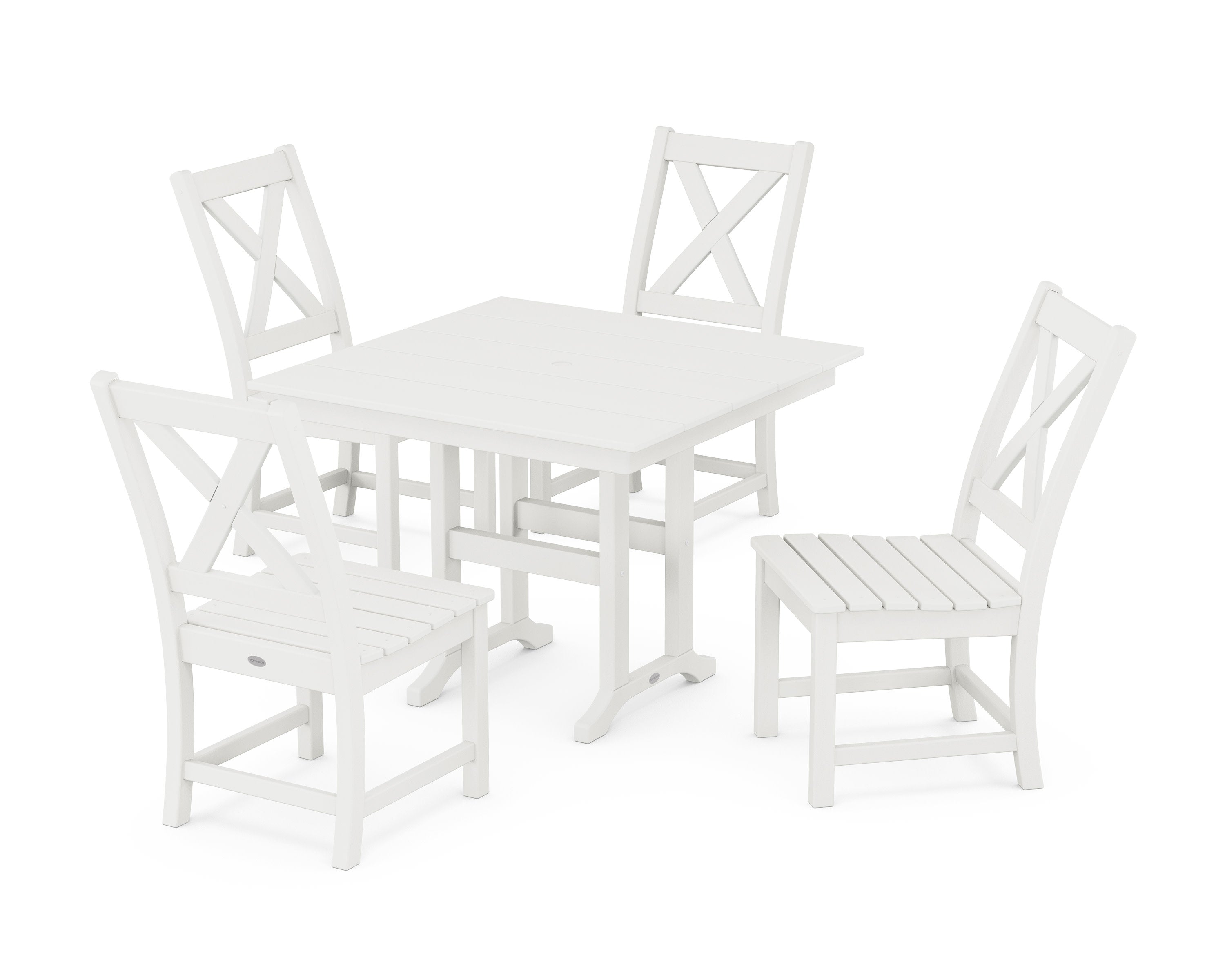 Braxton Side Chair 5-Piece Farmhouse Dining Set in Vintage White