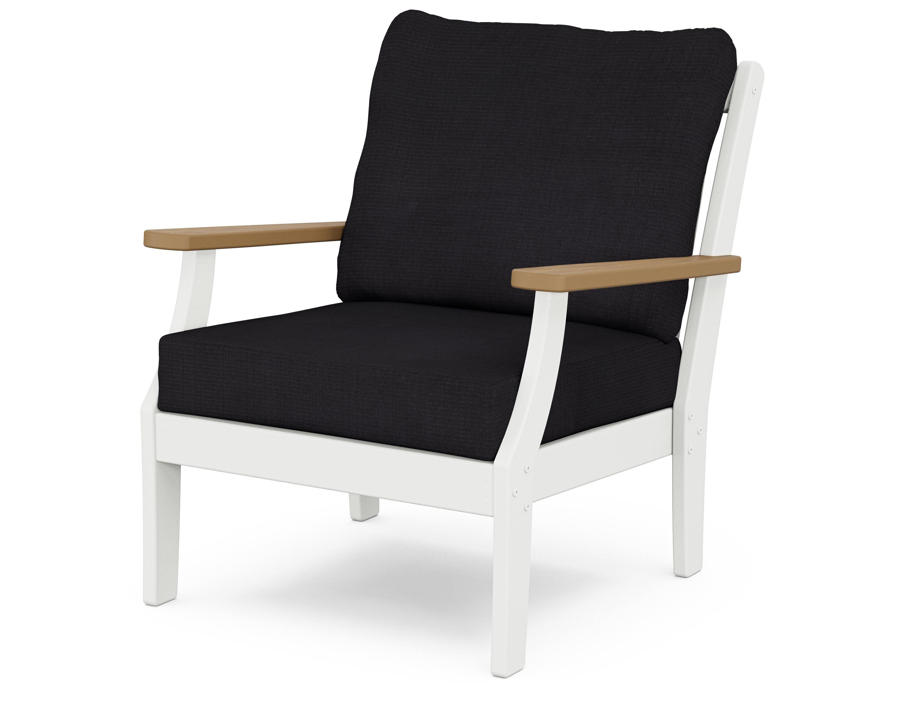 Braxton Deep Seating Chair in White / Natural / Midnight Linen