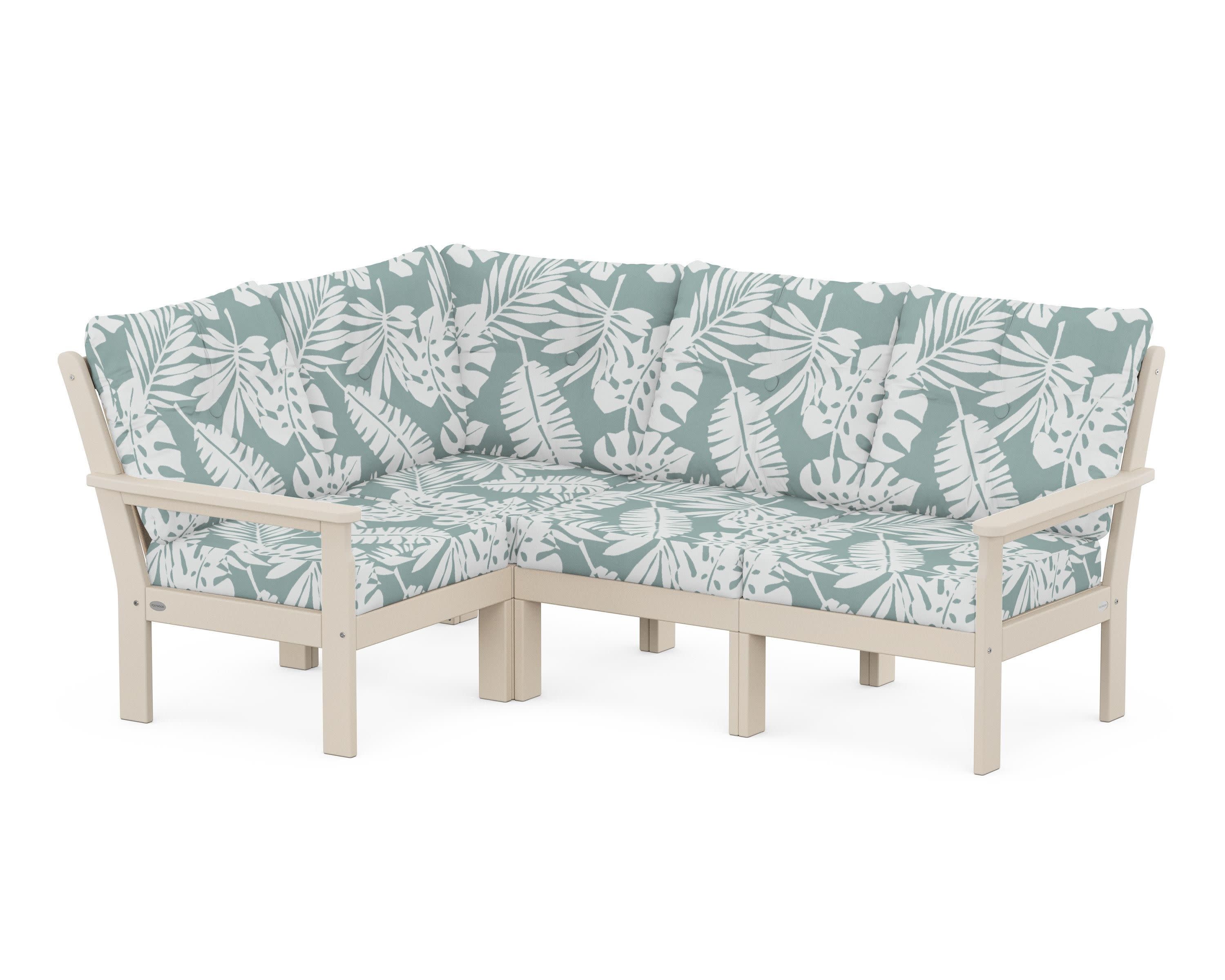 Vineyard 4-Piece Sectional in Sand / Leaf Glacier Spa