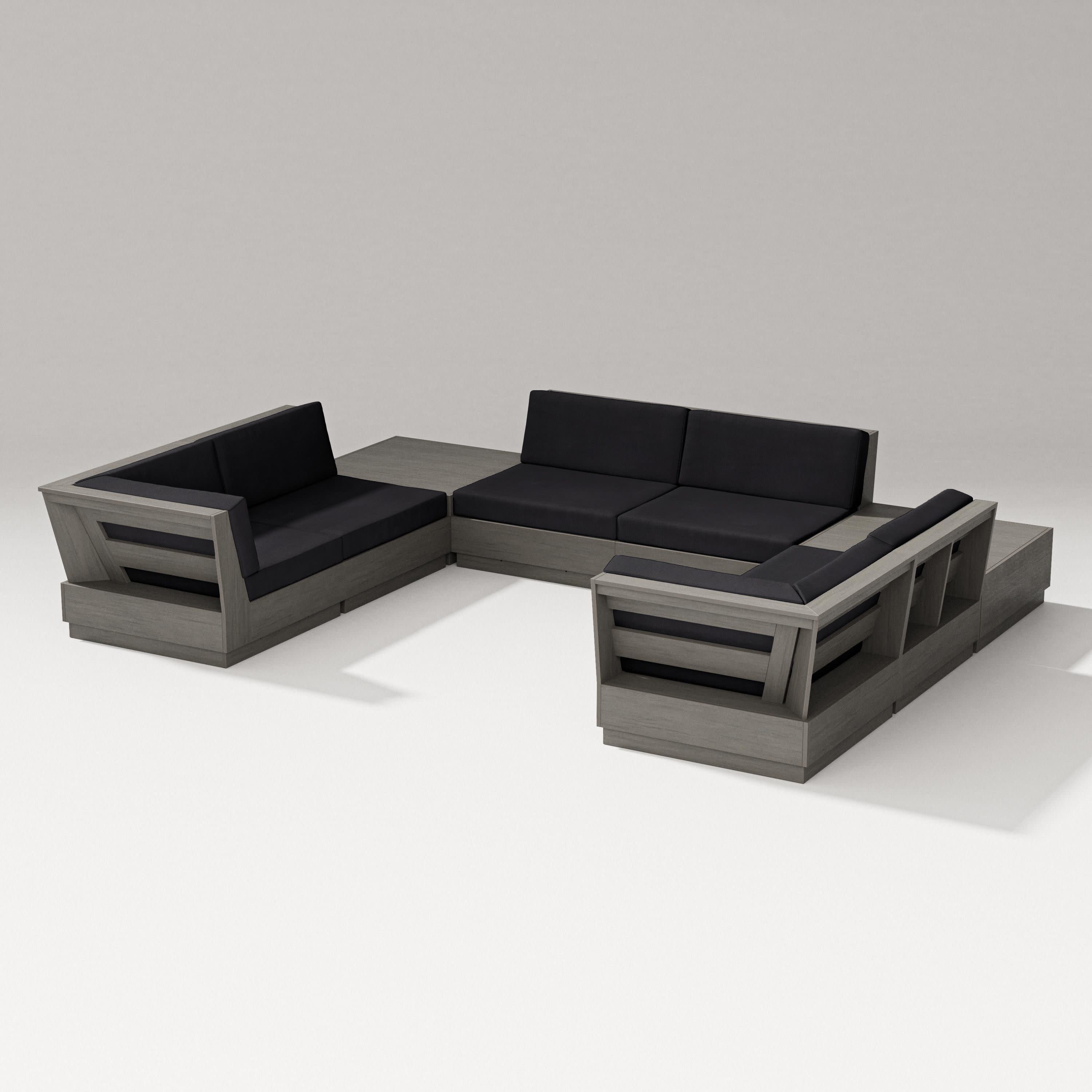 Elevate 8-Piece U-Shaped Sectional in Driftwood / Midnight Linen