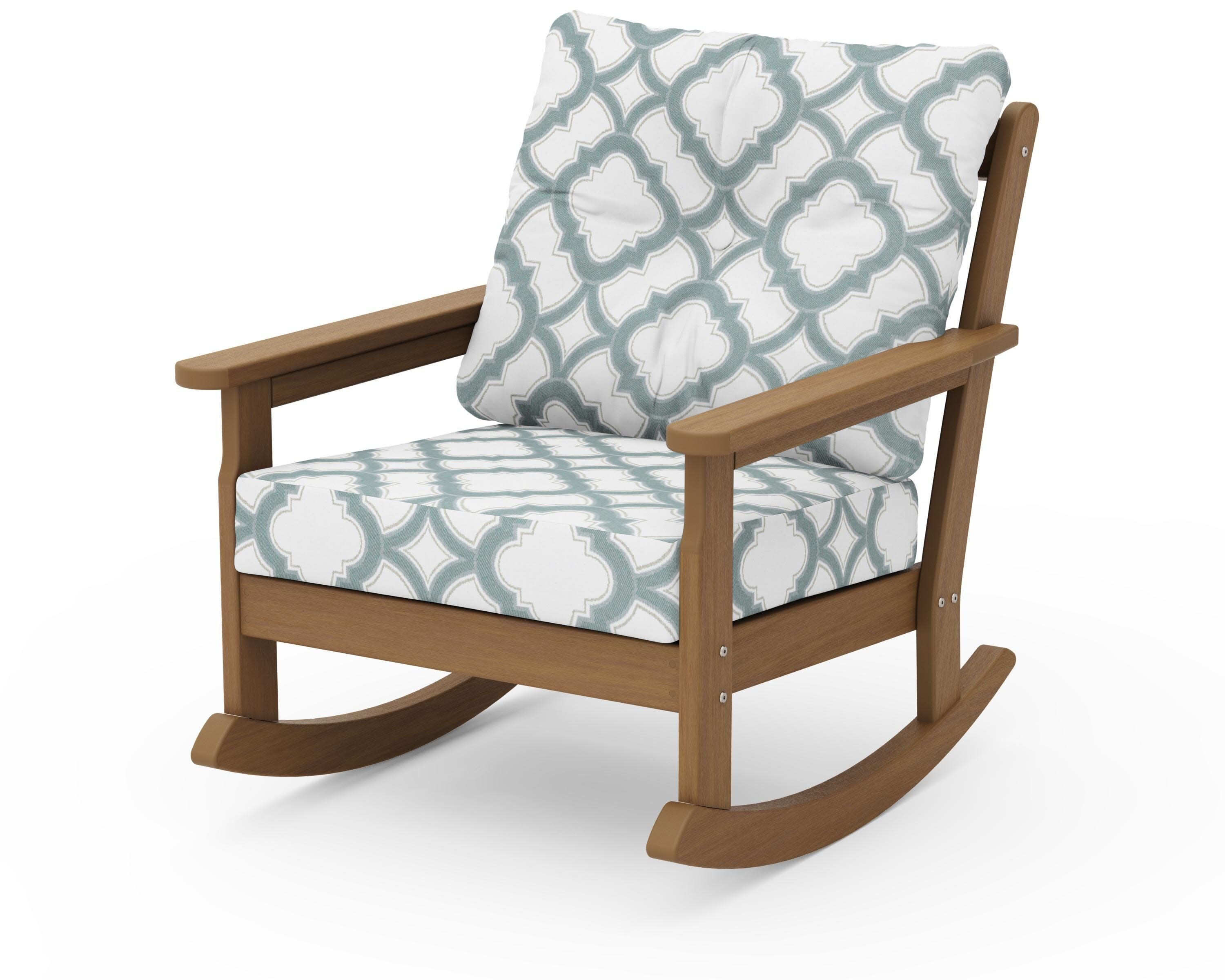 Vineyard Deep Seating Rocking Chair in Natural / Trellis Glacier Spa